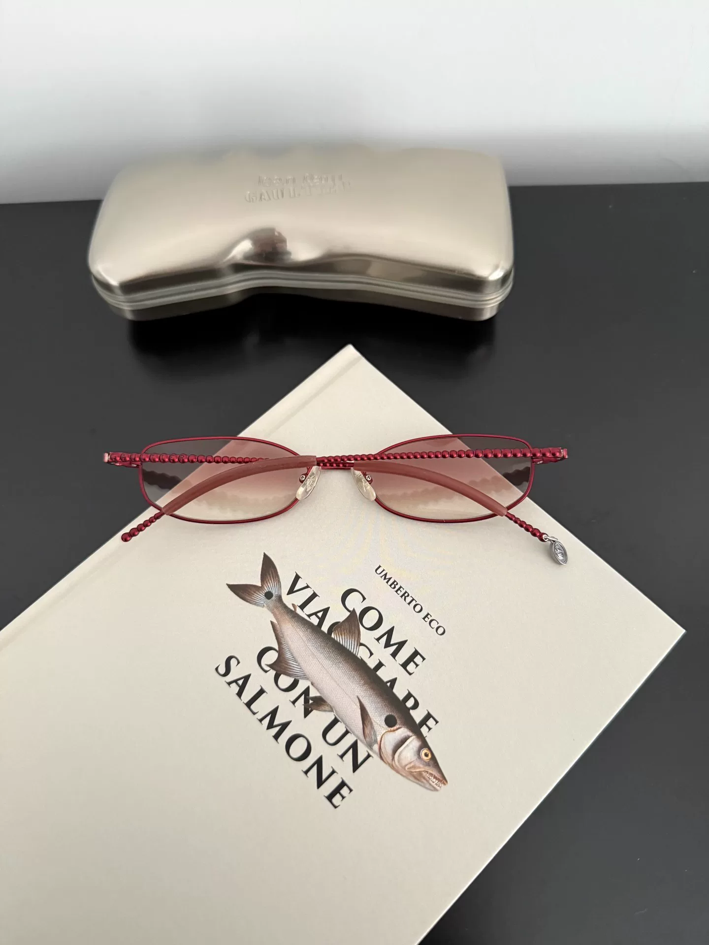 Jean Paul Gaultier Red Frame Sunglasses — label