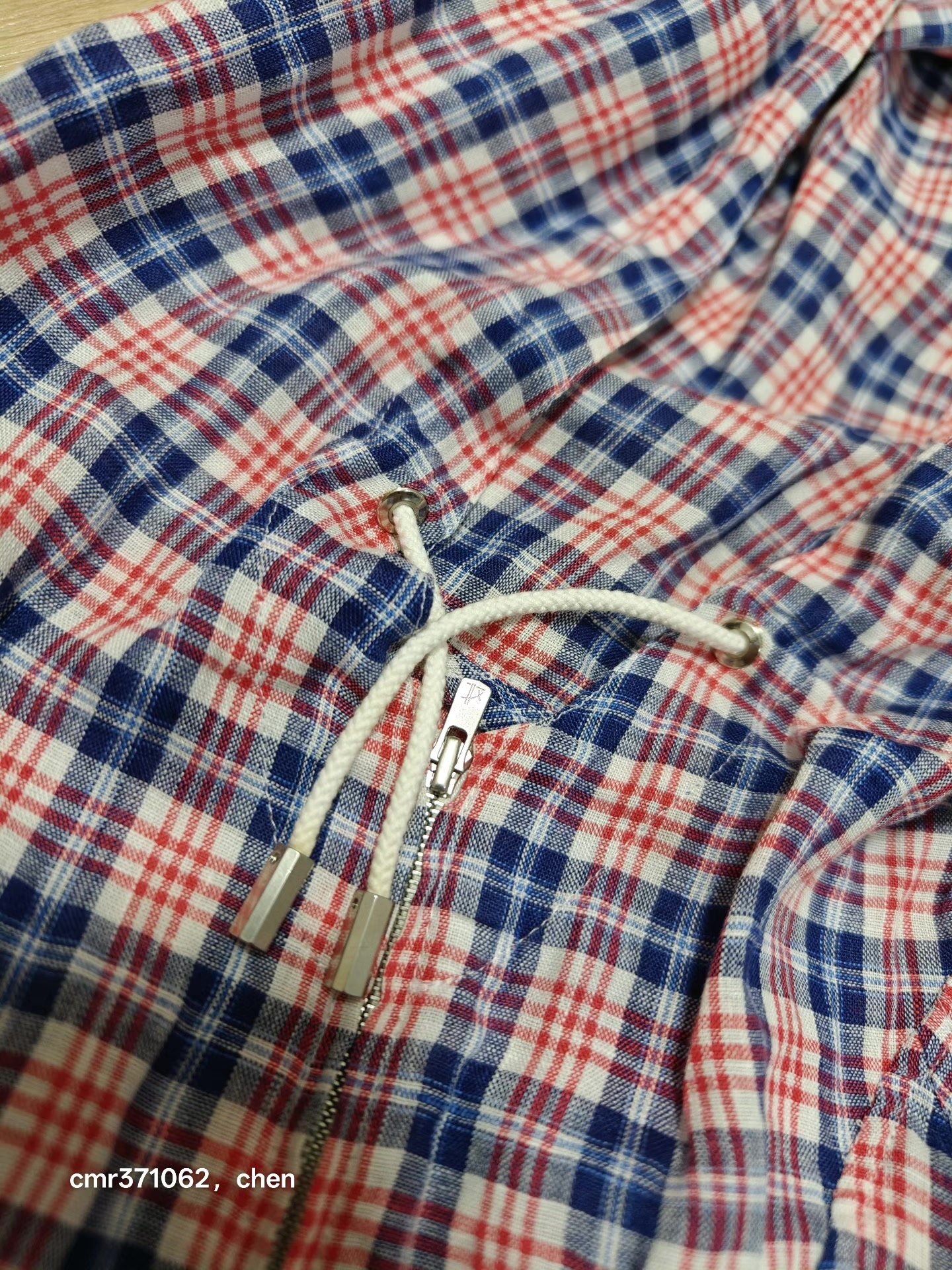 VISVIM Check Linen Hoodie — detail
