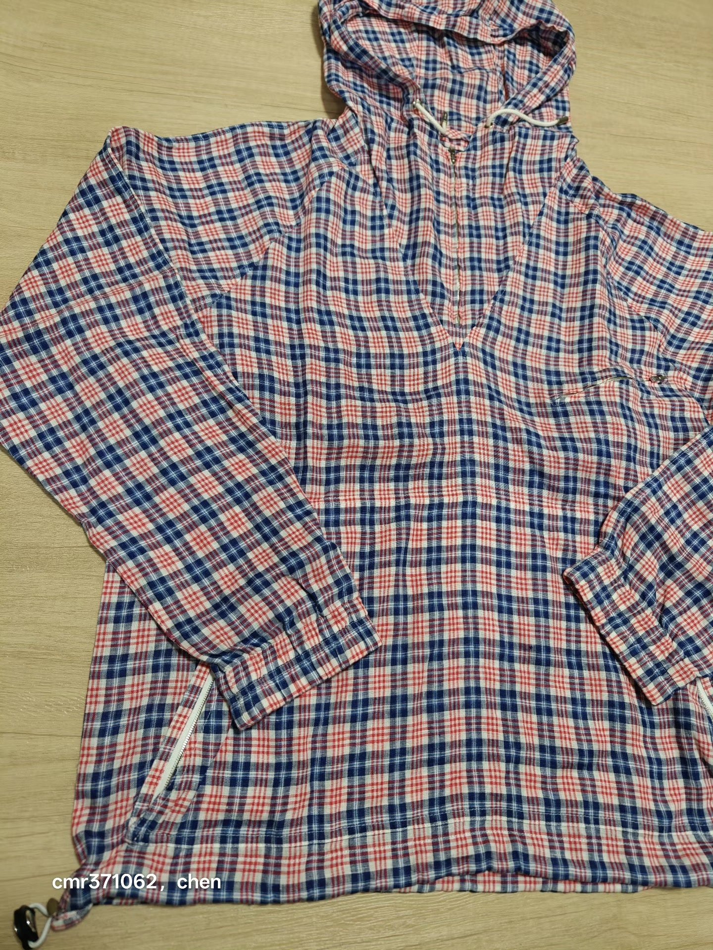 VISVIM Check Linen Hoodie — label