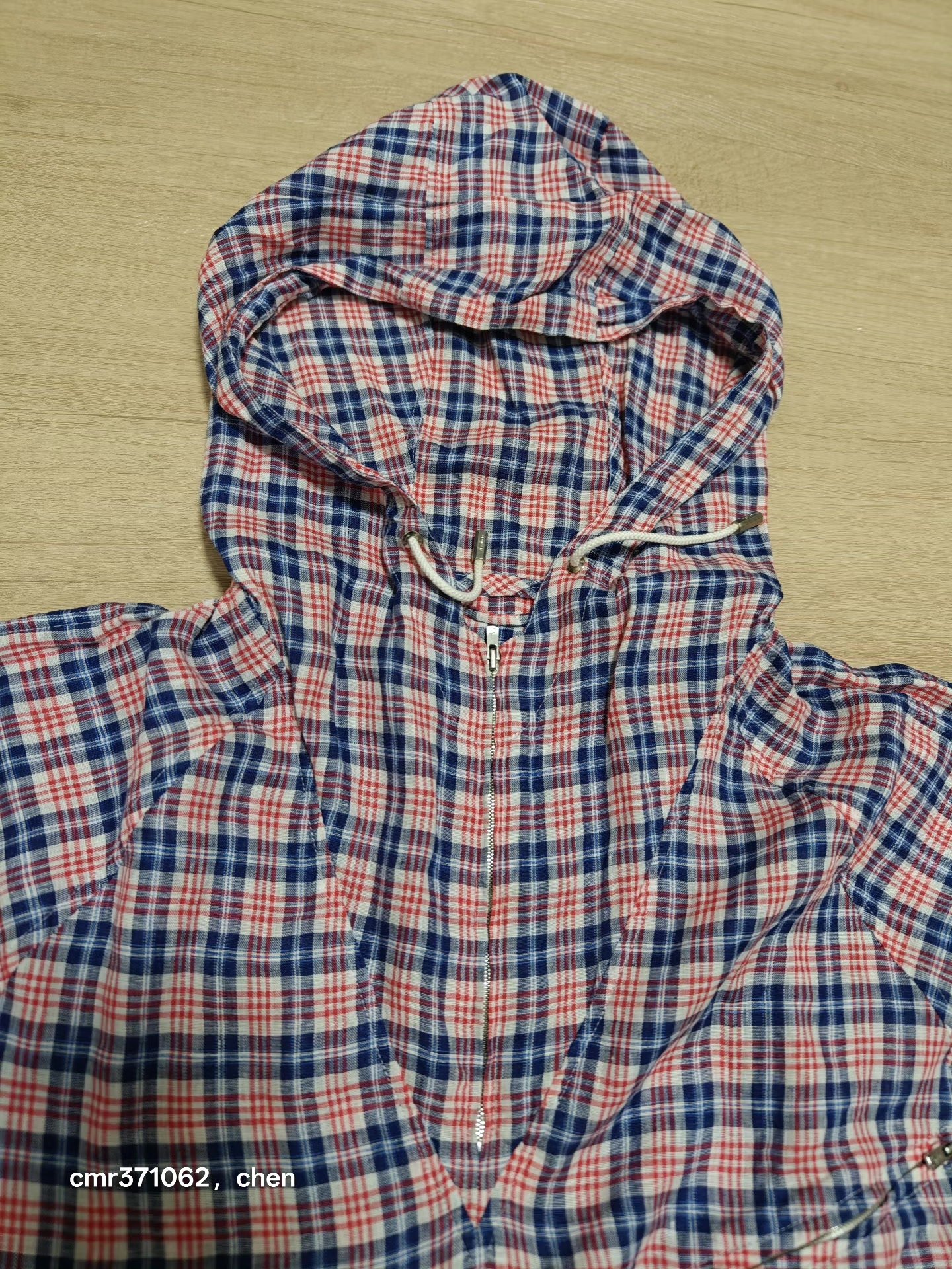 VISVIM Check Linen Hoodie — front