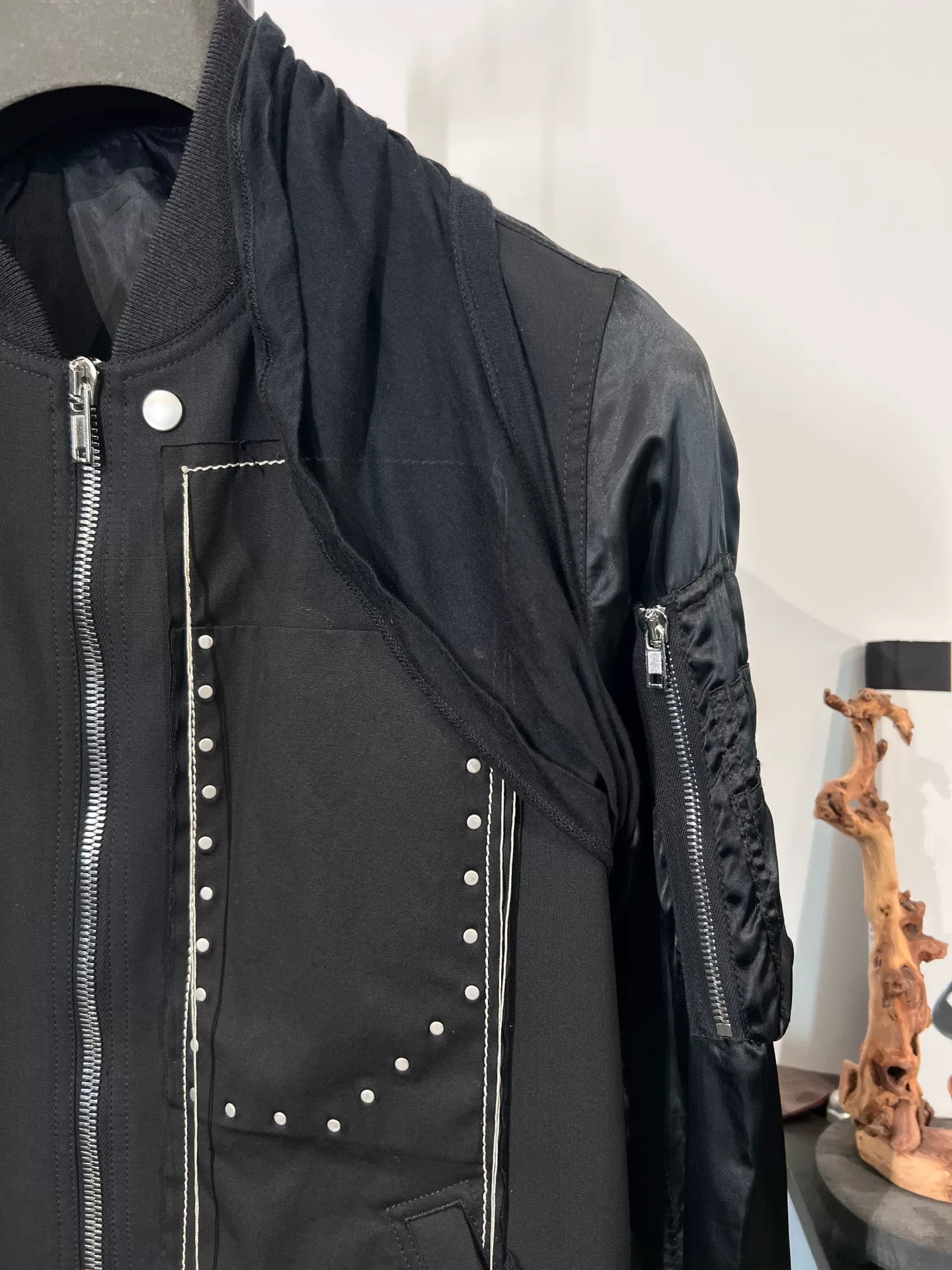 Rick Owens Silk Tassel Ma-1 Flight Jacket — label