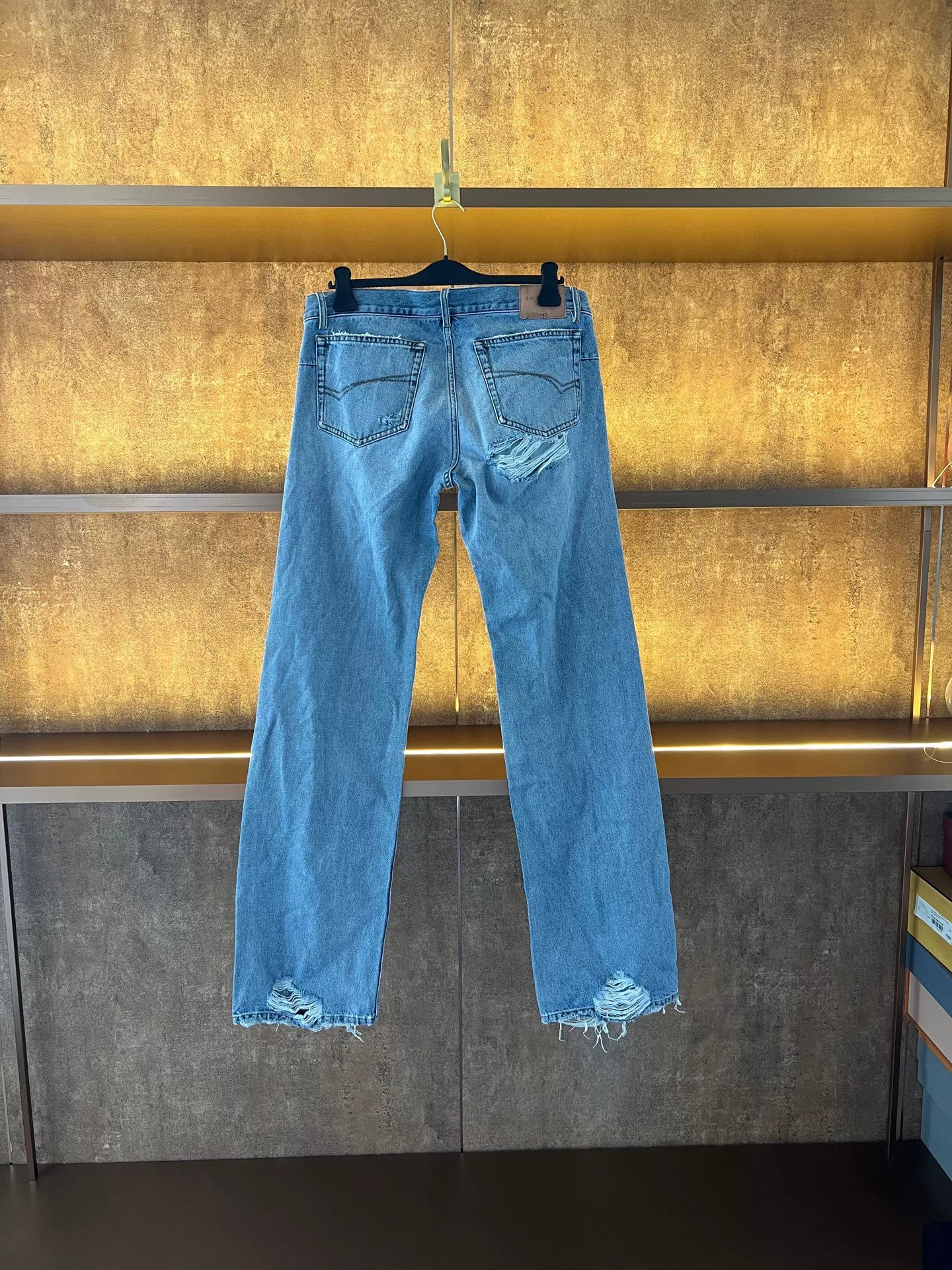 Balenciaga Distressed Straight-Leg Jeans — front