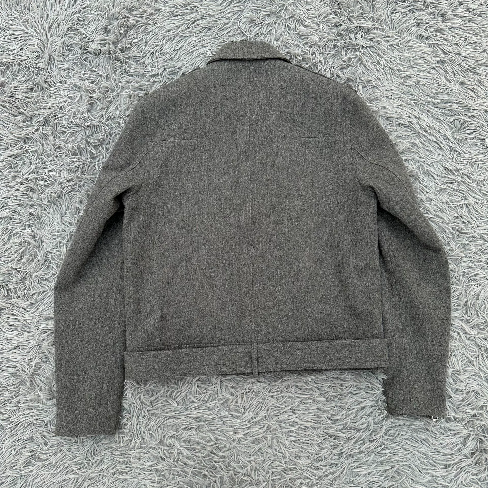 Dior Homme Light Gray Wool Motorcycle Jacket — back