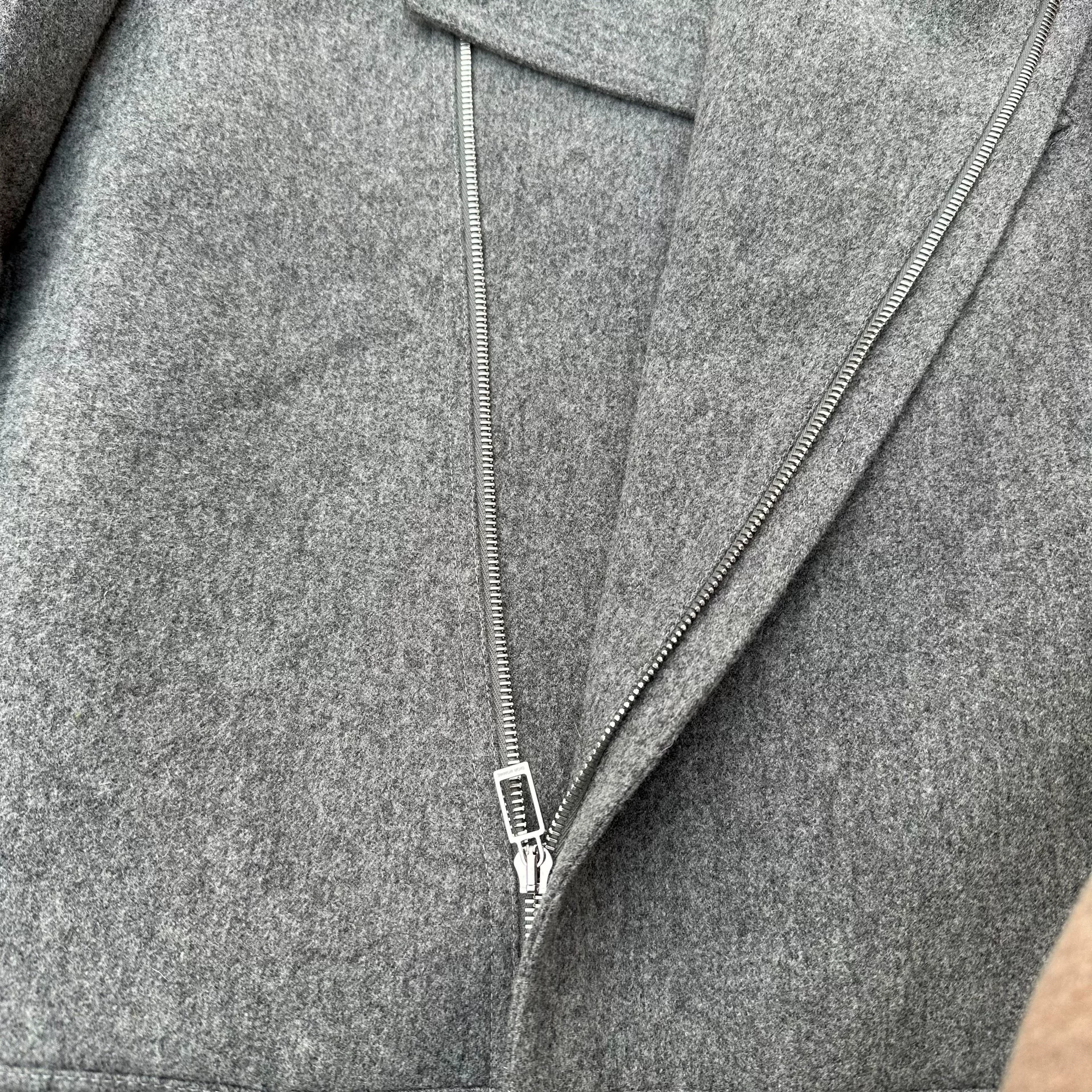 Dior Homme Light Gray Wool Motorcycle Jacket — detail