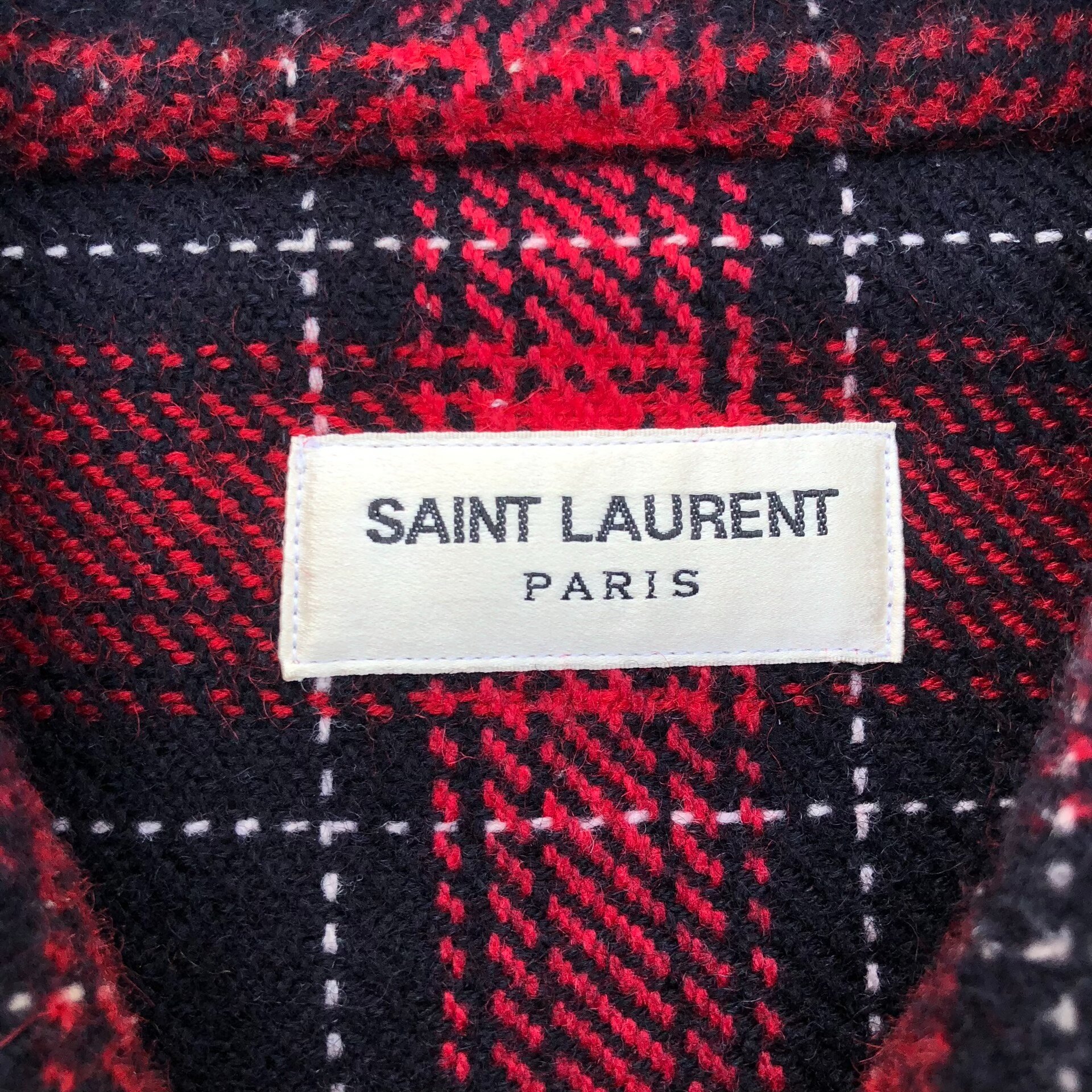 Saint Laurent Red Black Plaid Zip Jacket — back