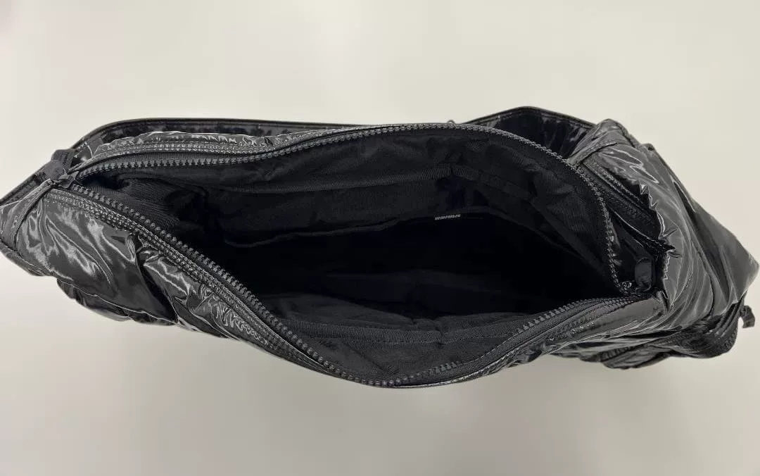 PORTER Black Glossy Nylon Crossbody Bag — back