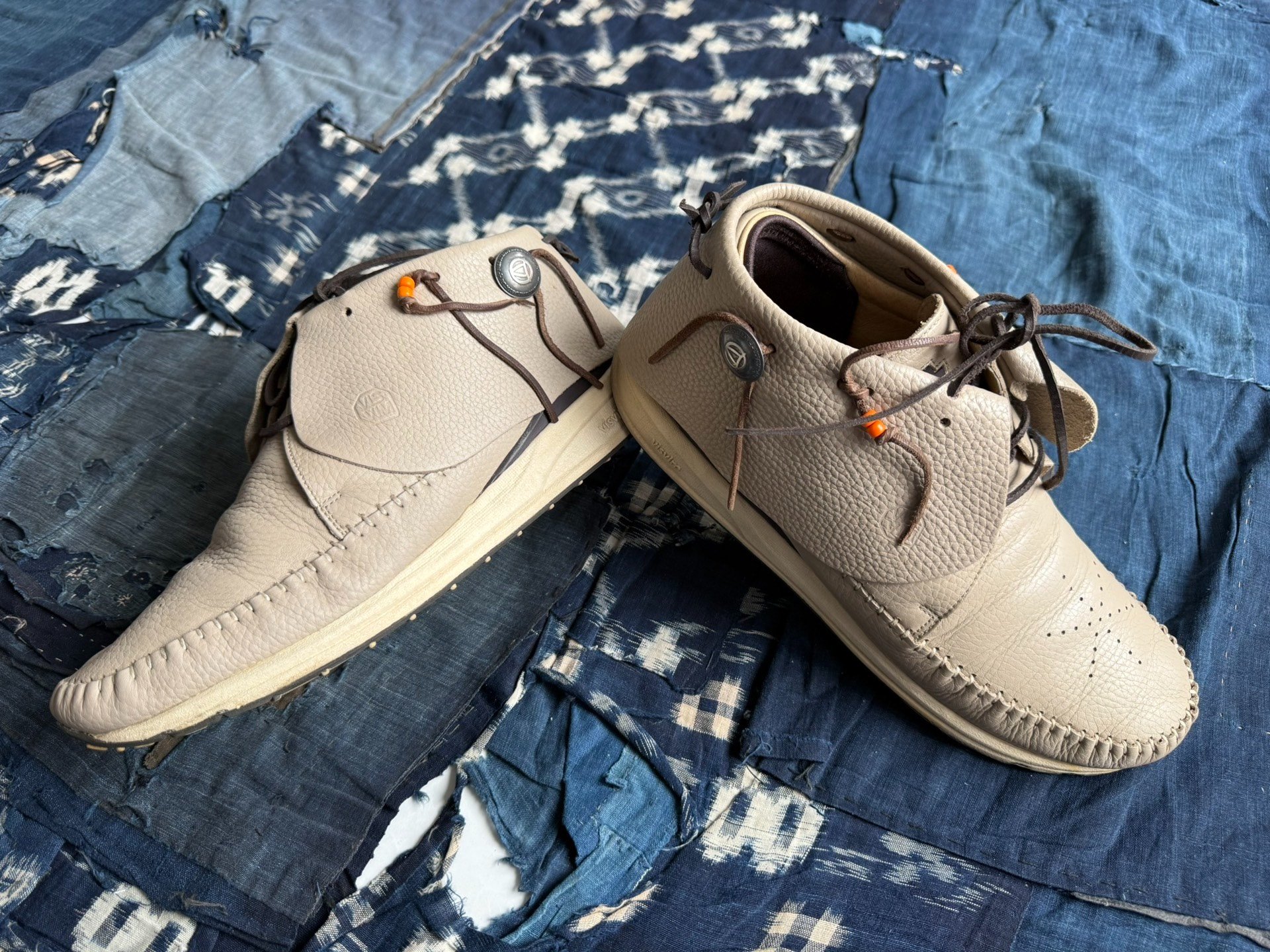 VISVIM FBT Silver Buckle Leather Sneakers — front