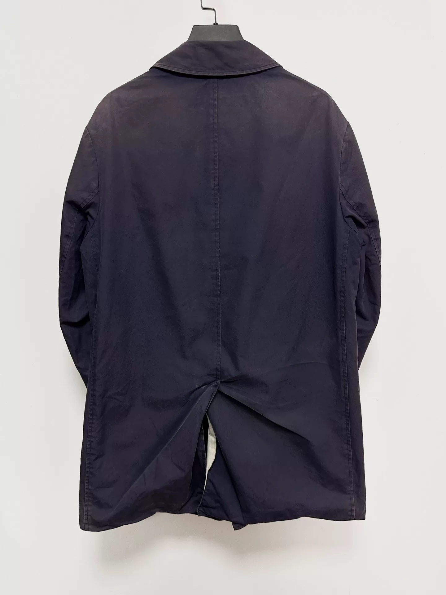 Paul Harnden Gray-Blue Mac Coat — detail