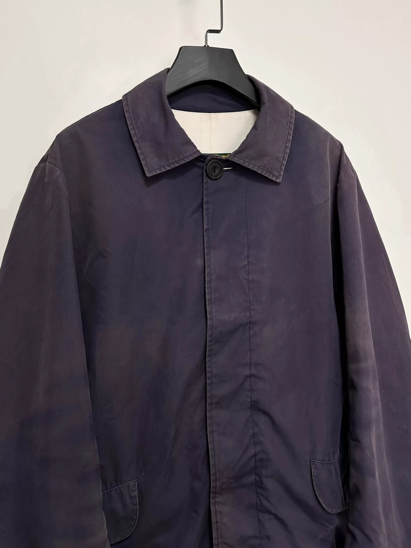 Paul Harnden Gray-Blue Mac Coat — label