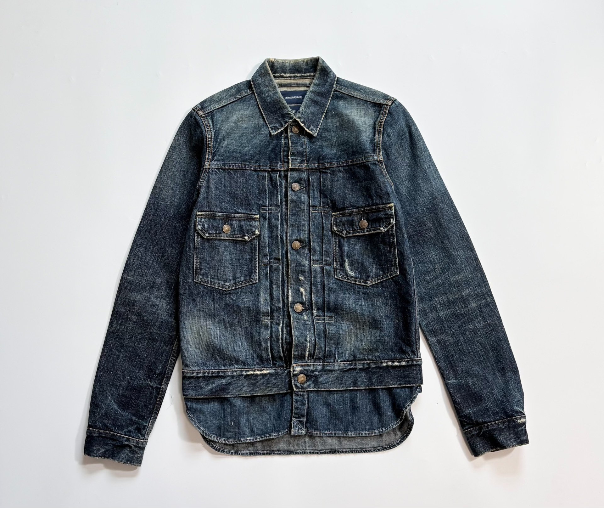 MIHARAYASUHIRO Blue Distressed Denim Jacket