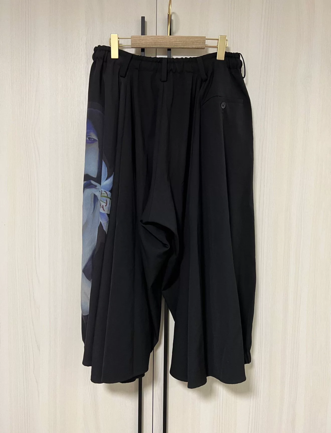 Yohji Yamamoto Black Wide-Leg Printed Pants