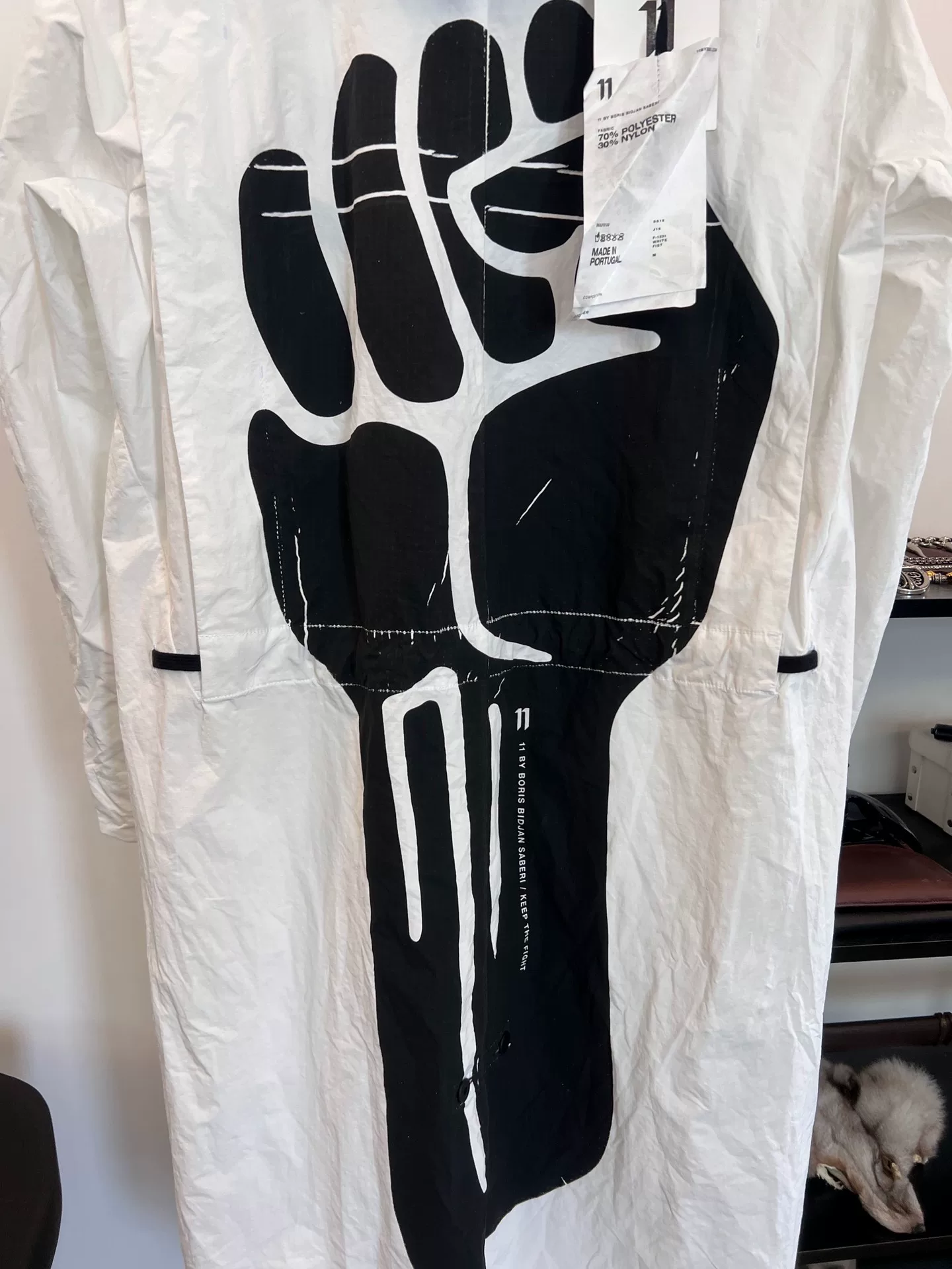 Boris Bidjan Saberi Mid-Length Fist Print Parka — detail