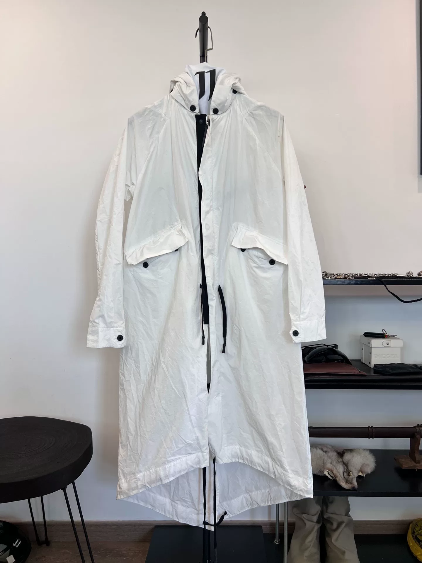 Boris Bidjan Saberi Mid-Length Fist Print Parka — front