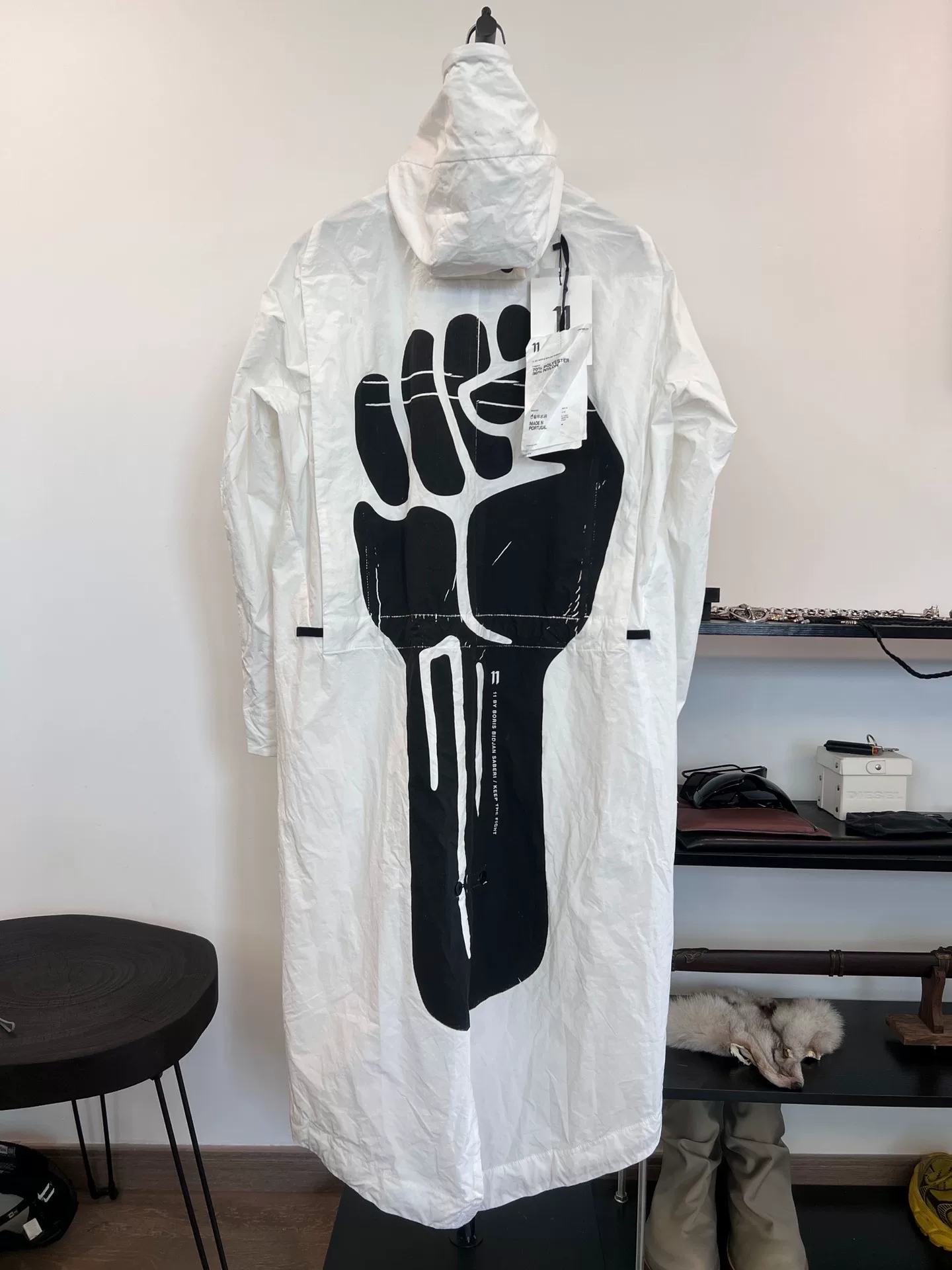 Boris Bidjan Saberi Mid-Length Fist Print Parka