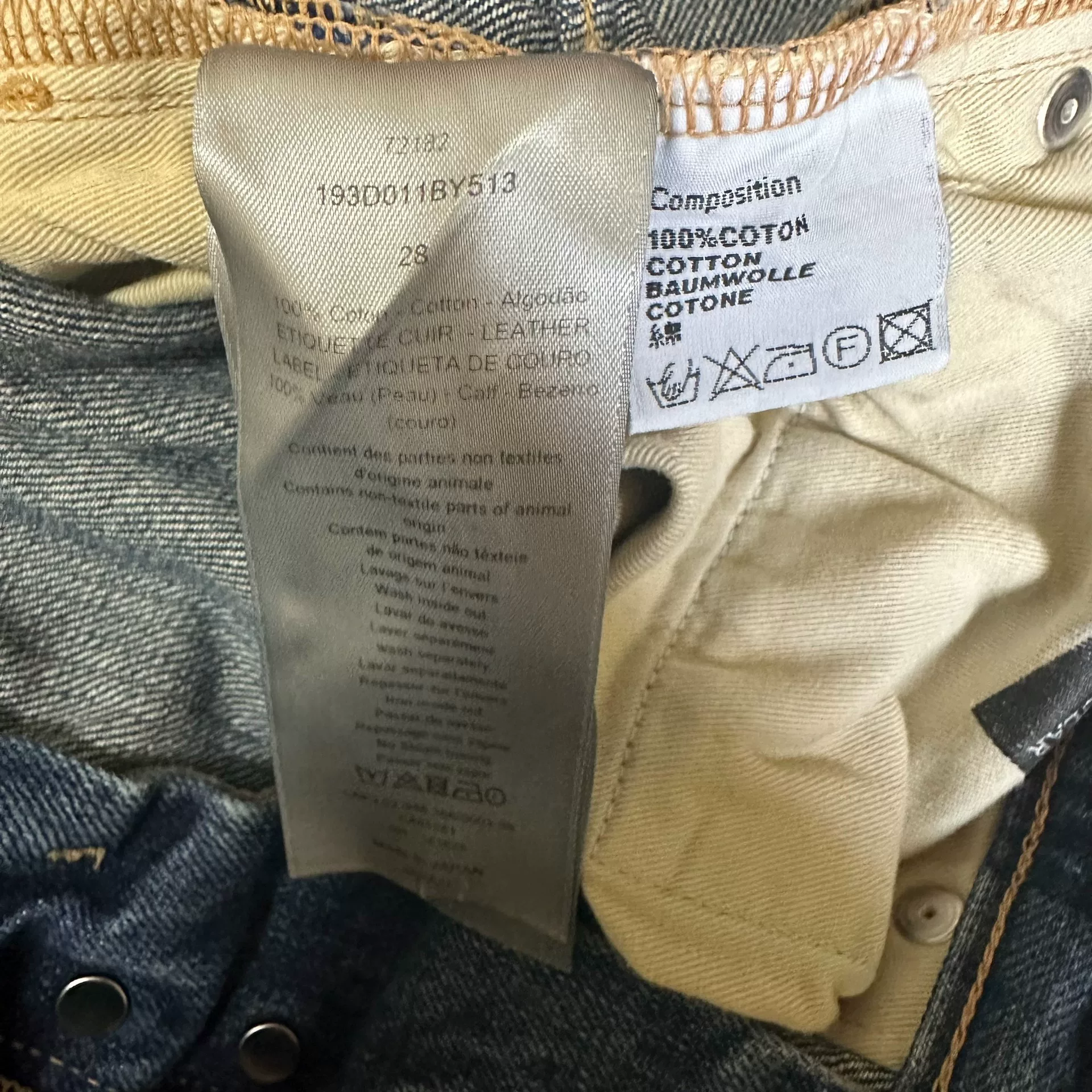 Dior Washed Blue Straight Leg Jeans — label