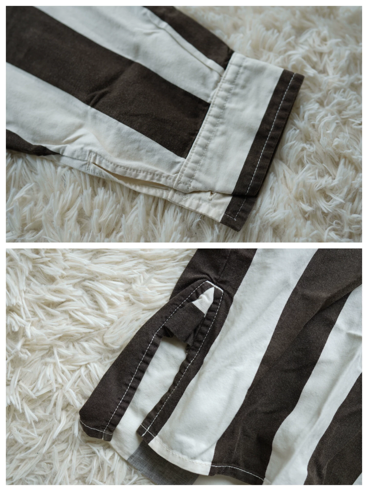 visvim cecile black white striped shirt — label