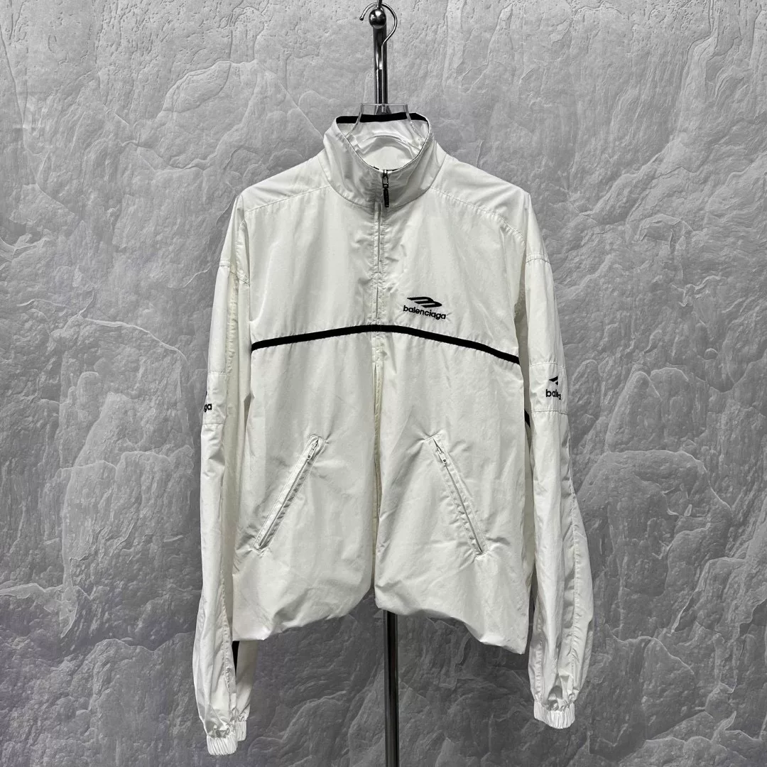 Balenciaga 3B Embroidery Stand Collar Zip Jacket — front