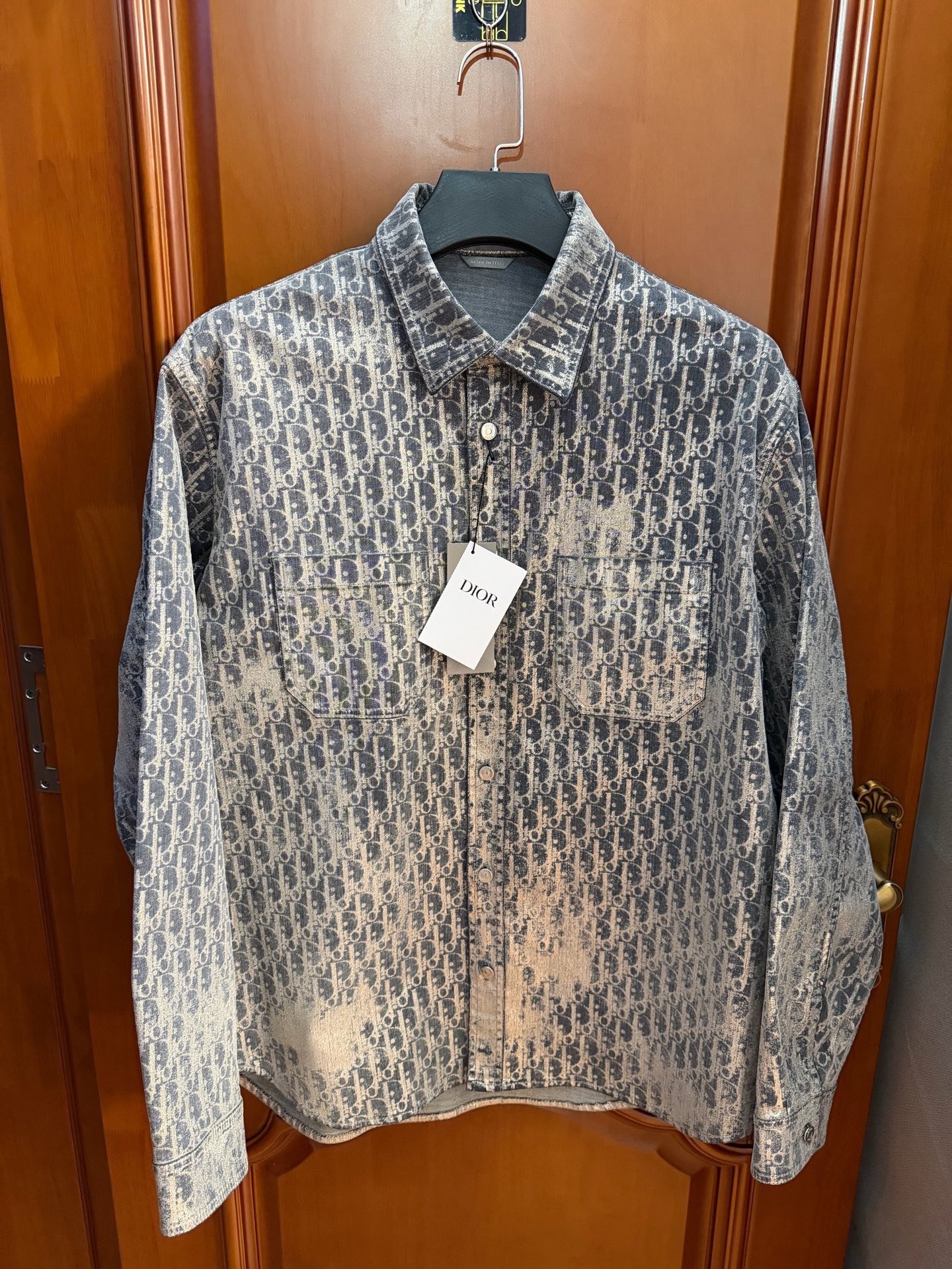 Dior Glitter Logo All-Over Print Long-Sleeve Shirt