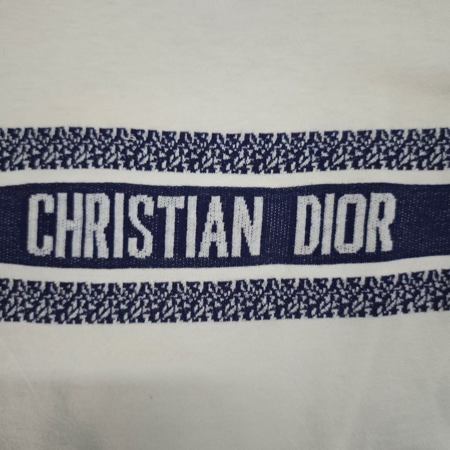 Dior White Striped Slogan Short-Sleeve T-shirt — back