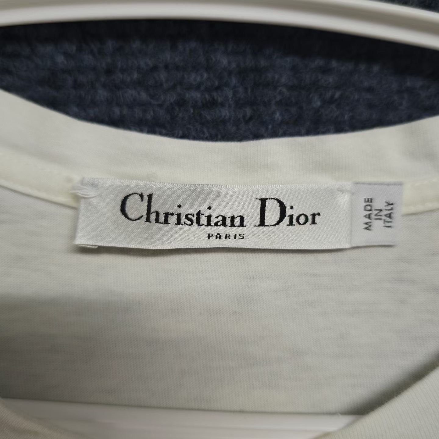 Dior White Striped Slogan Short-Sleeve T-shirt — detail