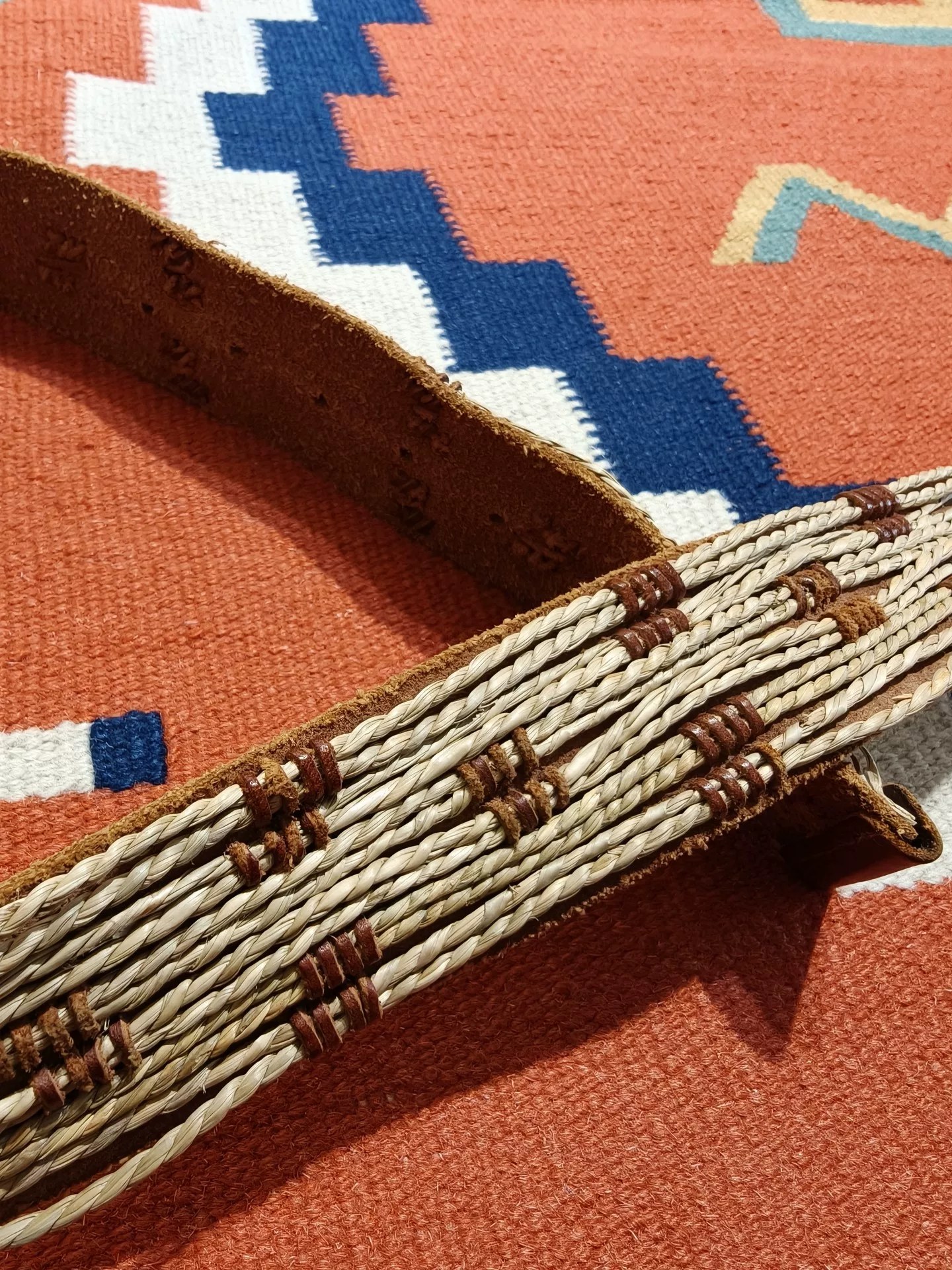 RRL DenimSupply Woven Leather Belt — label