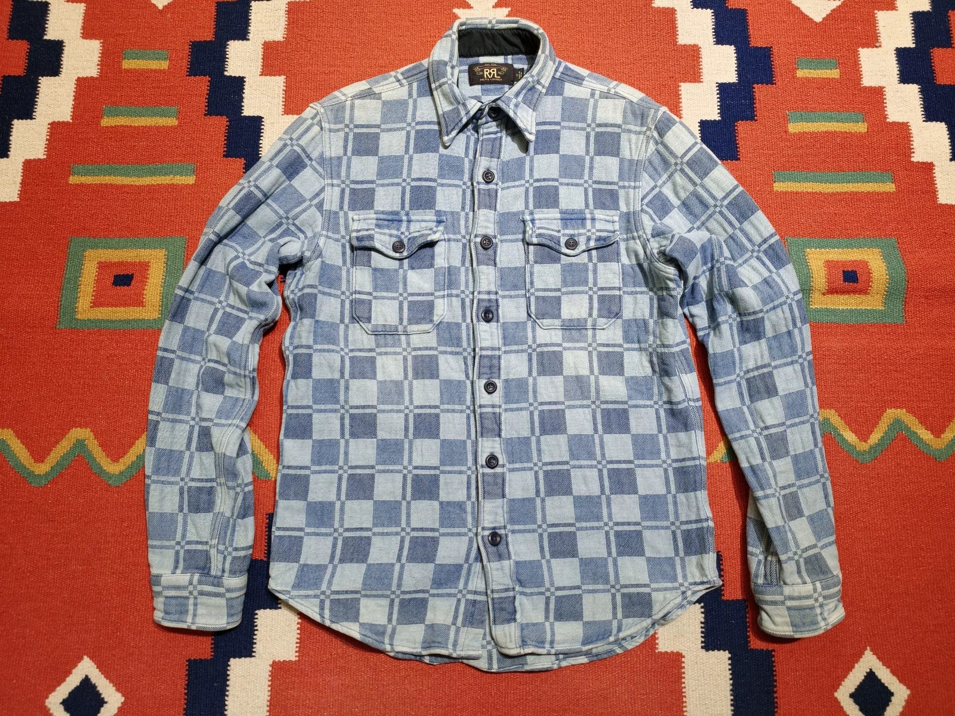 RRL Ralph Lauren Blue Check Work Shirt