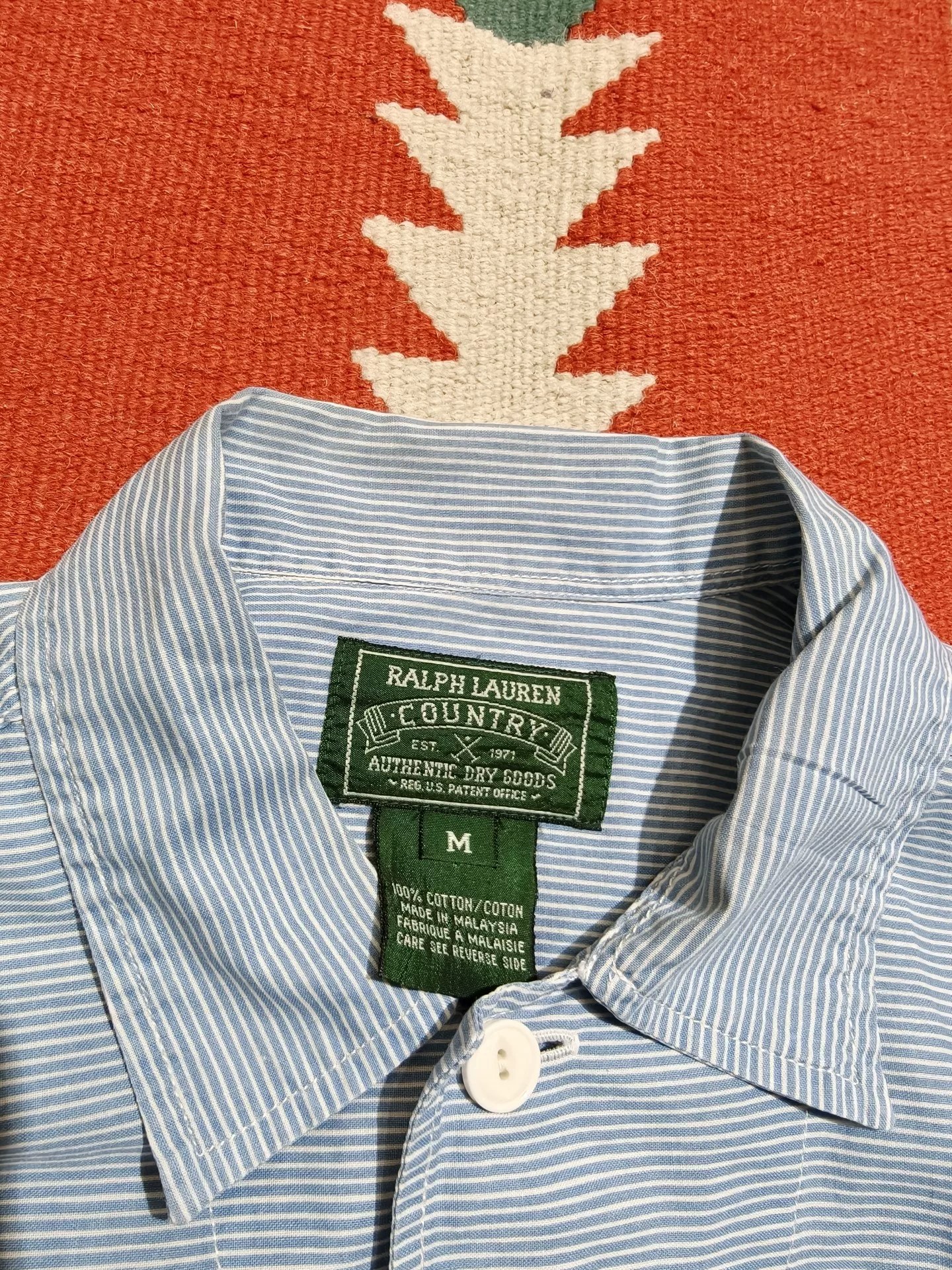 Vintage Ralph Lauren Light Blue Striped Shirt — label