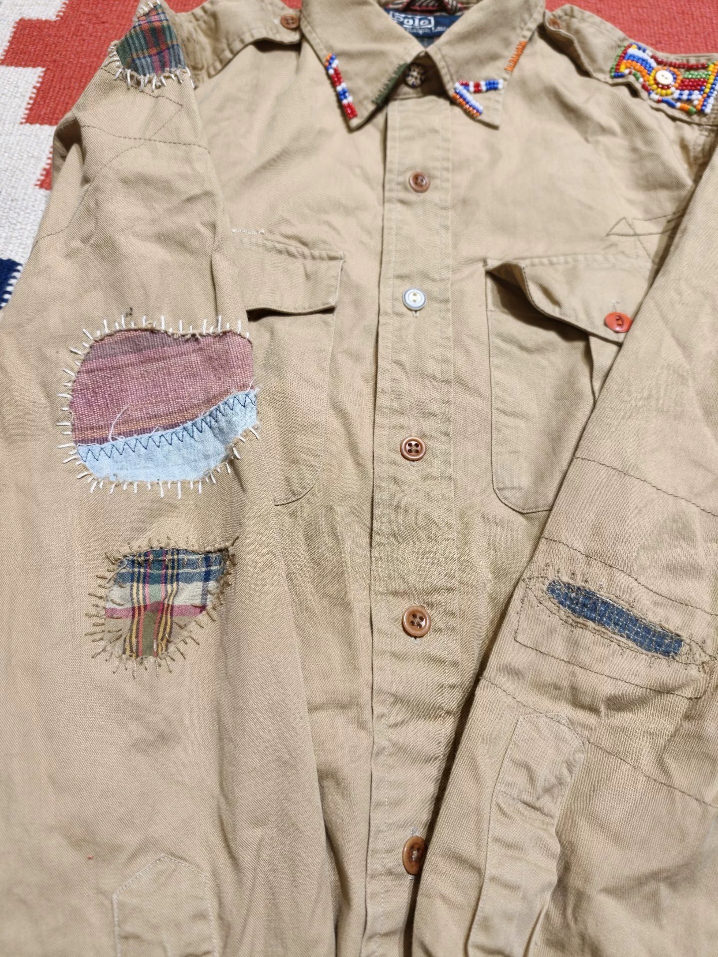 Ralph Lauren Old Blue Label Distressed Patchwork Shirt — detail
