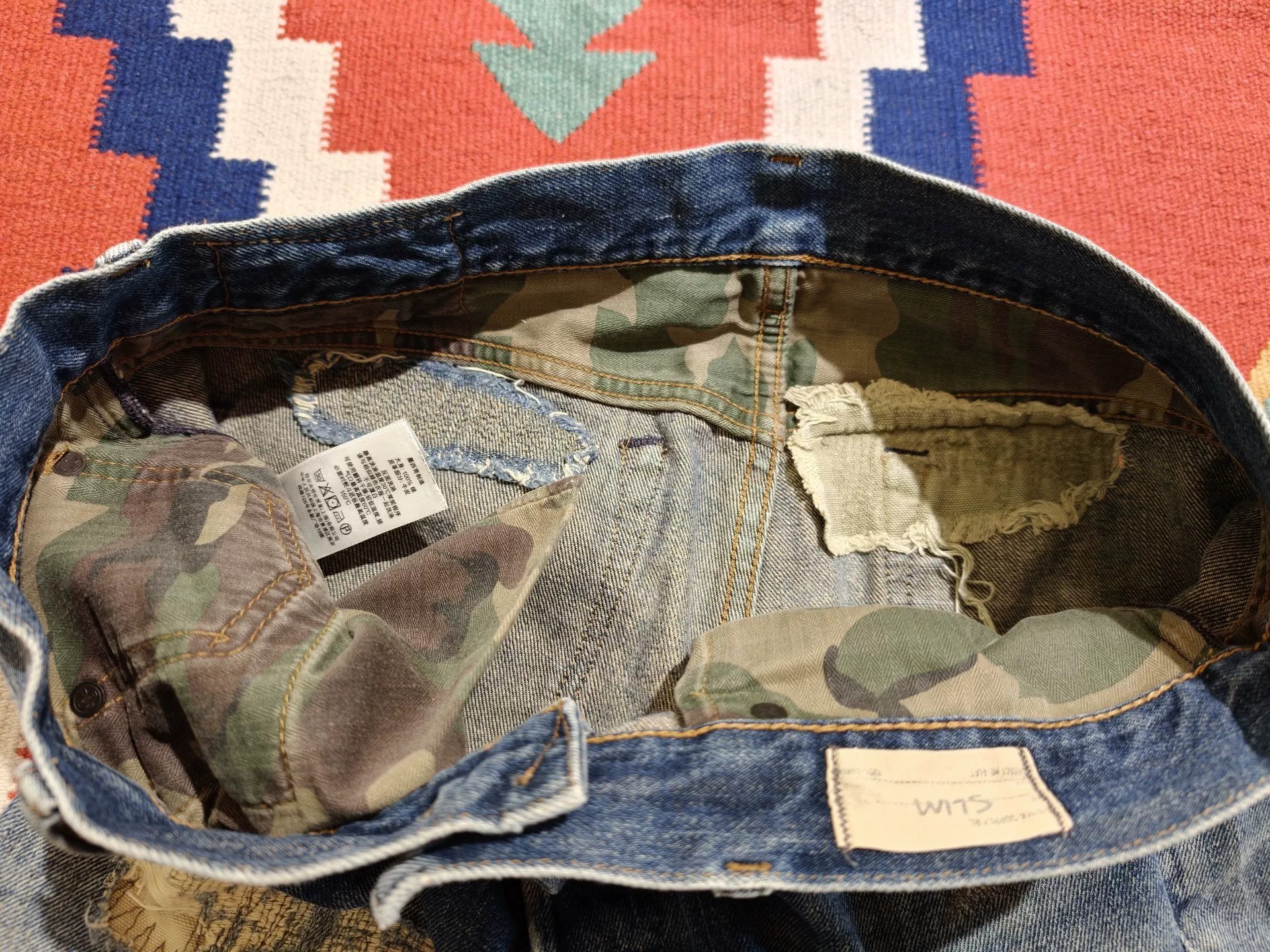 RL Ralph Lauren Distressed Patch Jeans — back