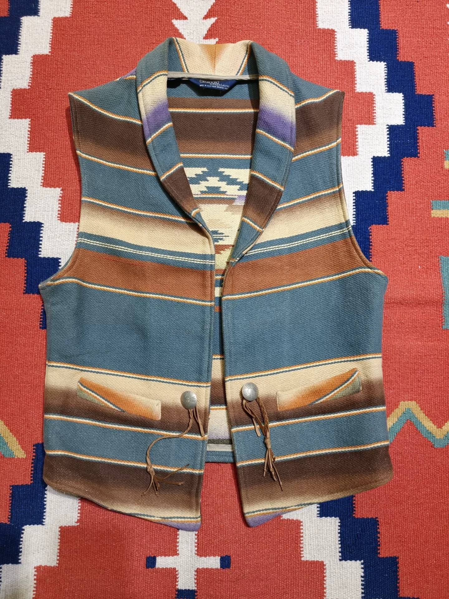 1990s Ralph Lauren Native Rug Vest