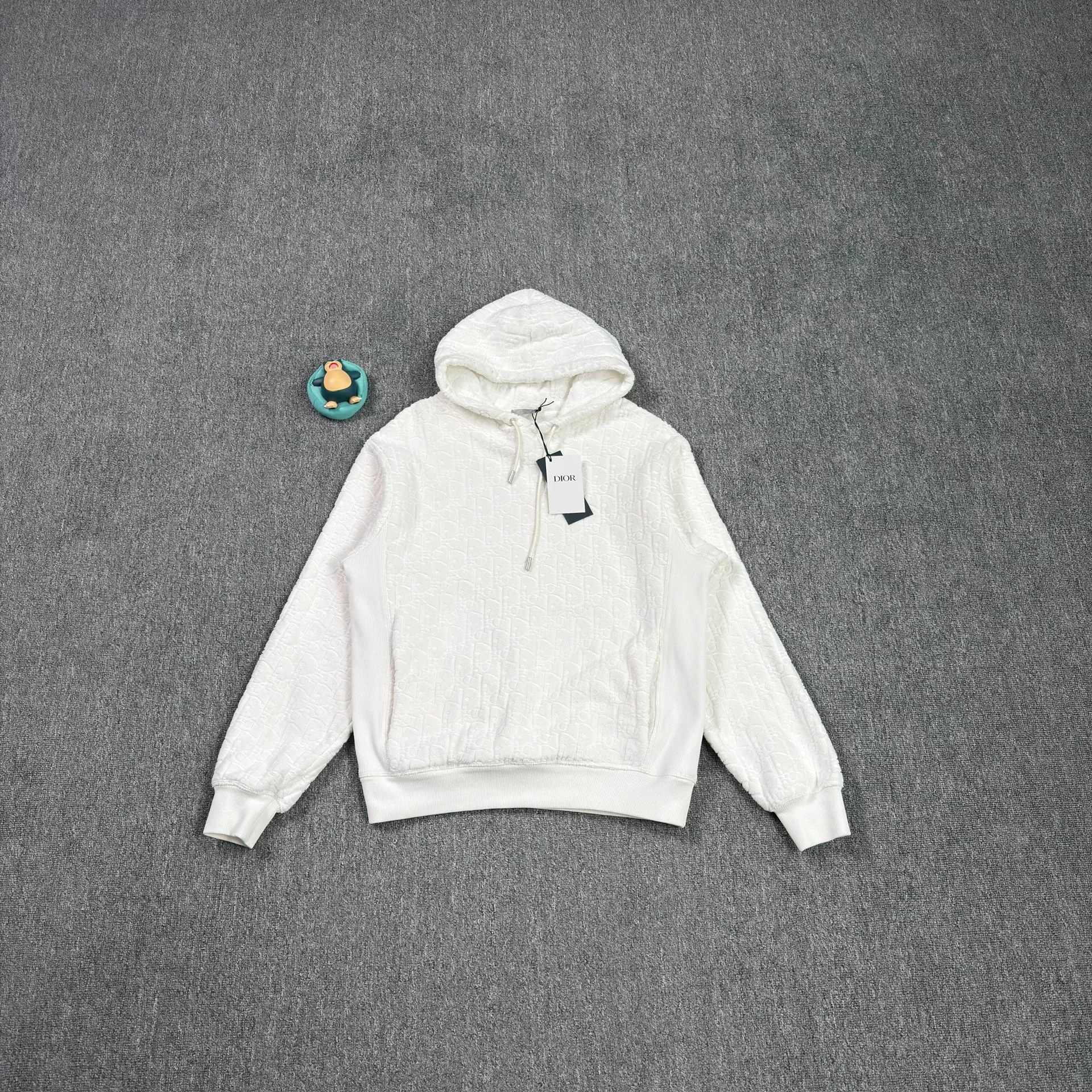 Dior White Full Print Towel Bottom Hoodie
