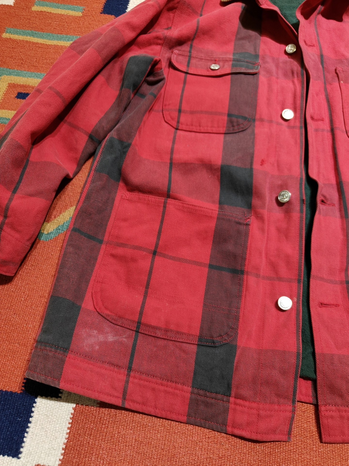 Vintage Ralph Lauren Red Black Plaid Jacket — detail