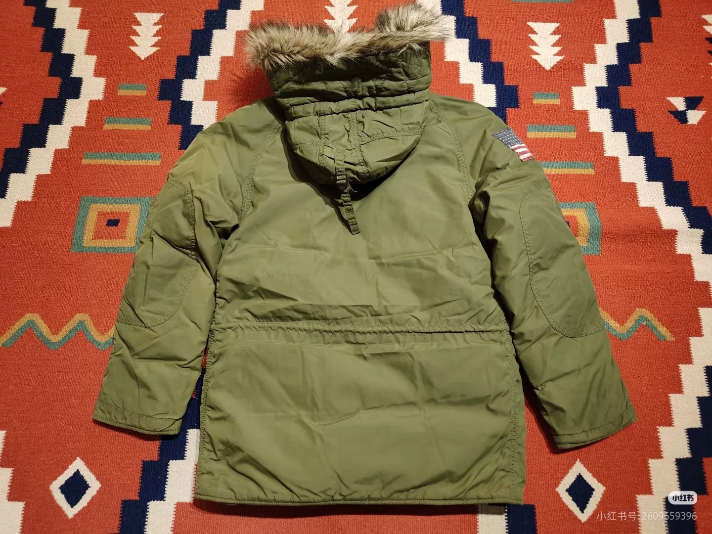 RRL N3B Vintage Green Down Jacket — back