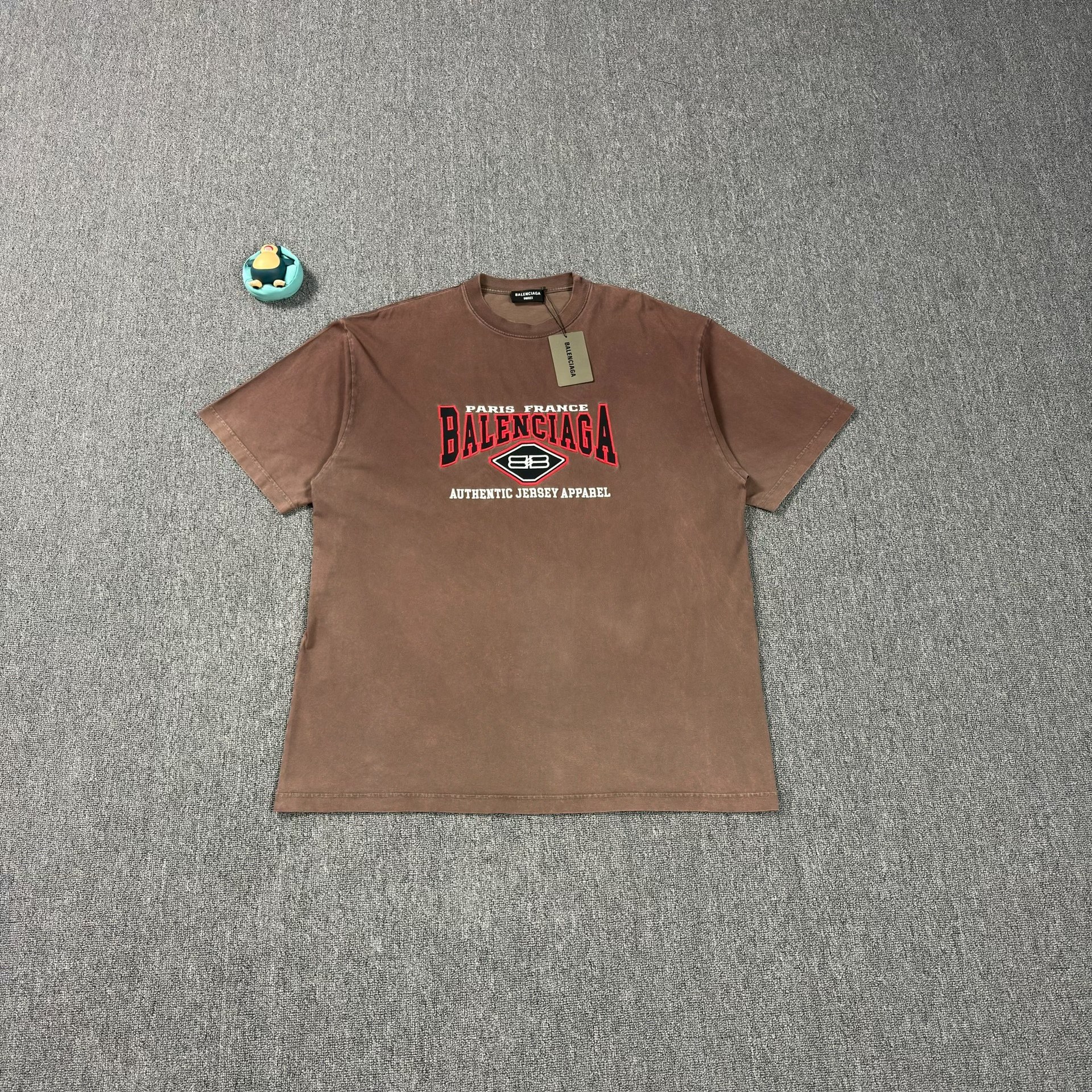 Balenciaga Brown Logo Embroidered T-Shirt