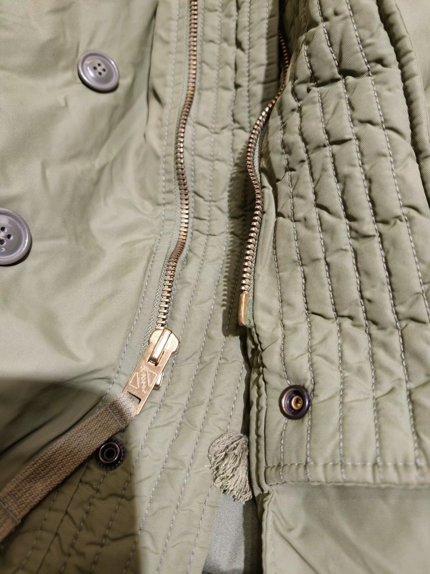 RRL N3B Vintage Green Down Jacket — label