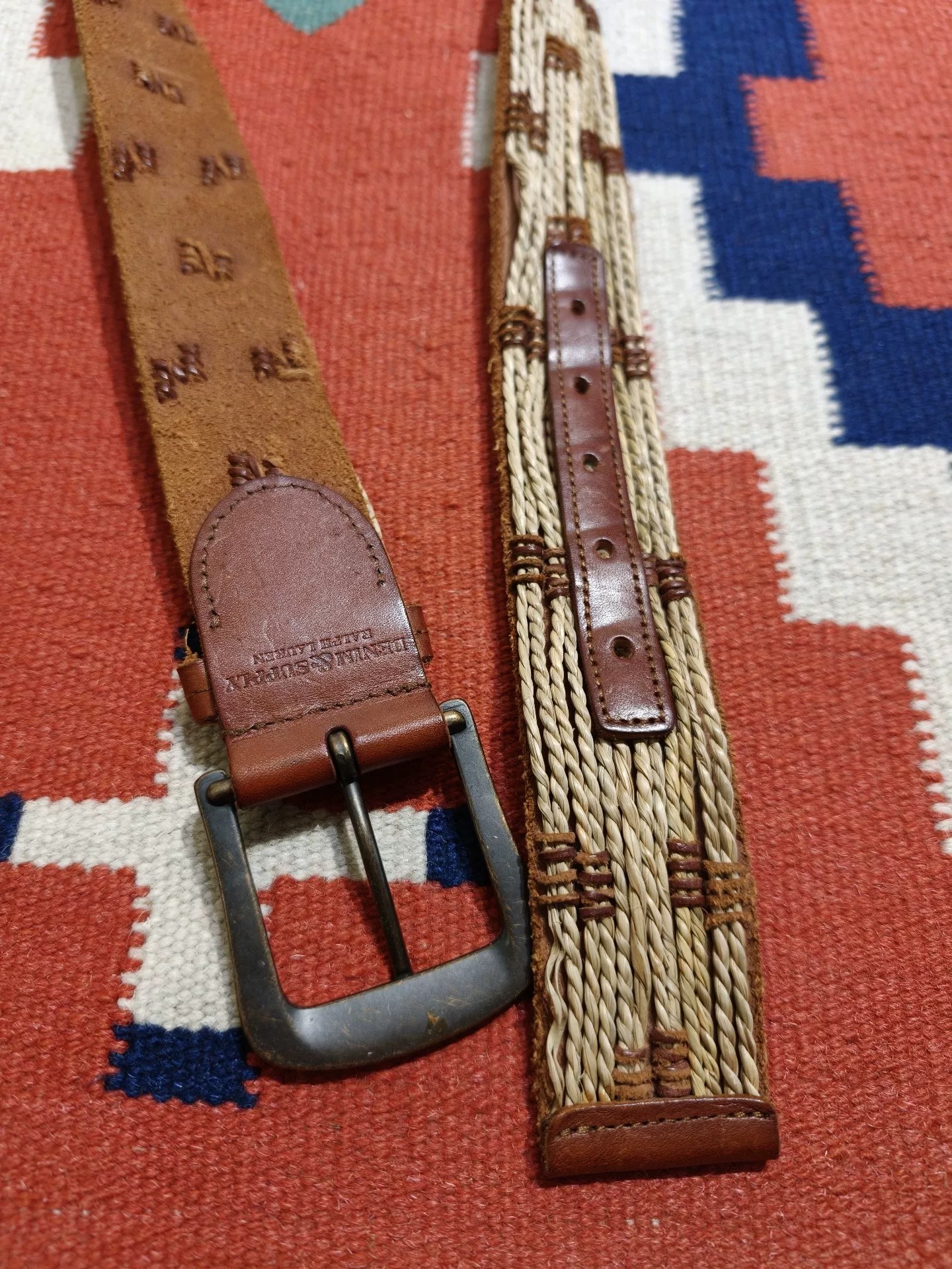 RRL DenimSupply Woven Leather Belt — back
