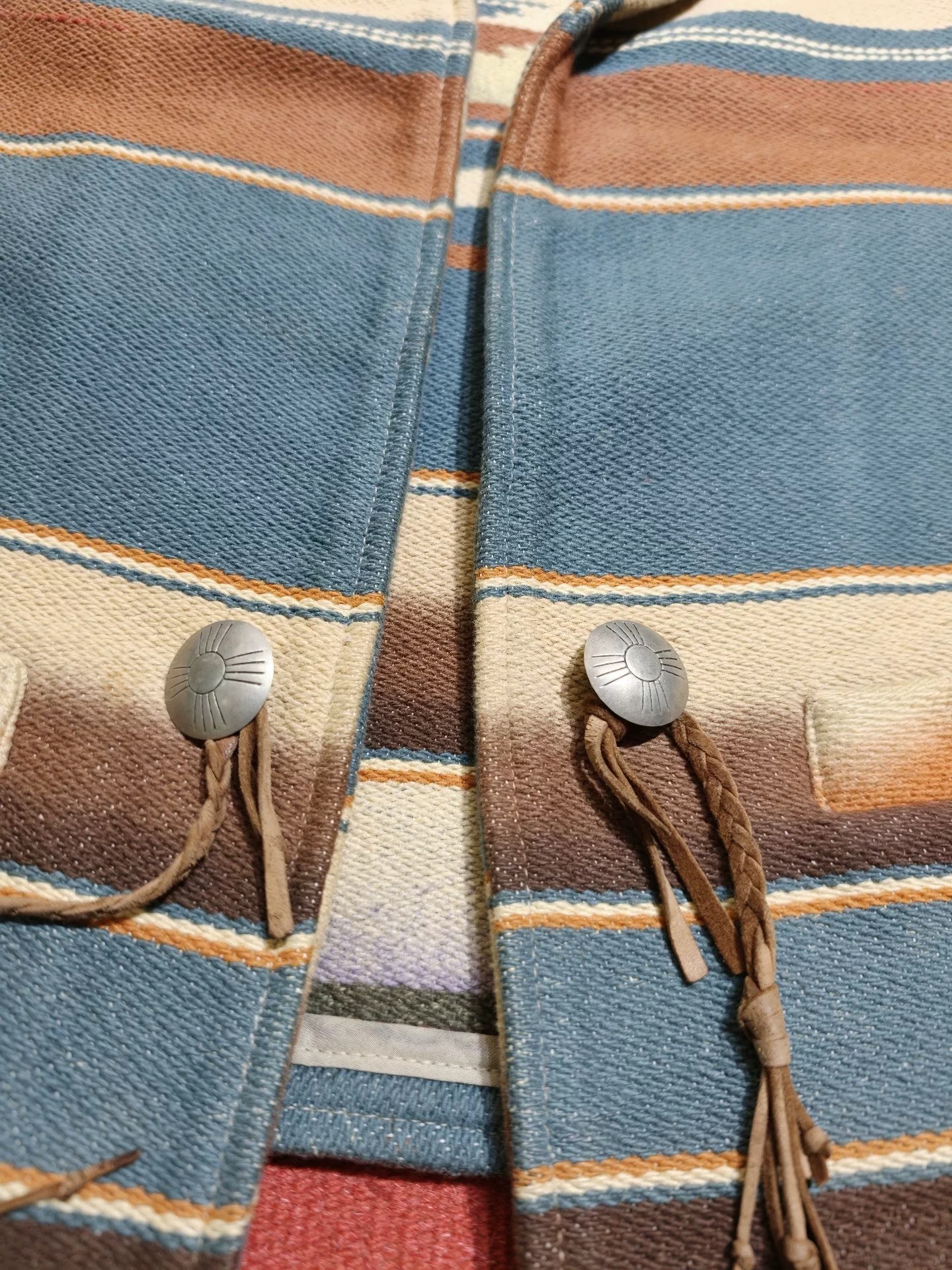 1990s Ralph Lauren Native Rug Vest — detail
