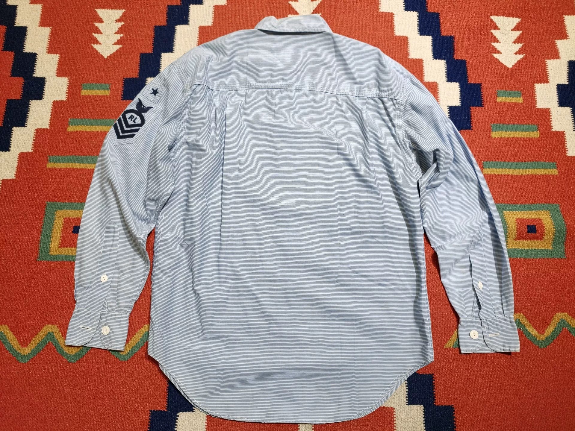 Vintage Ralph Lauren Light Blue Striped Shirt — back