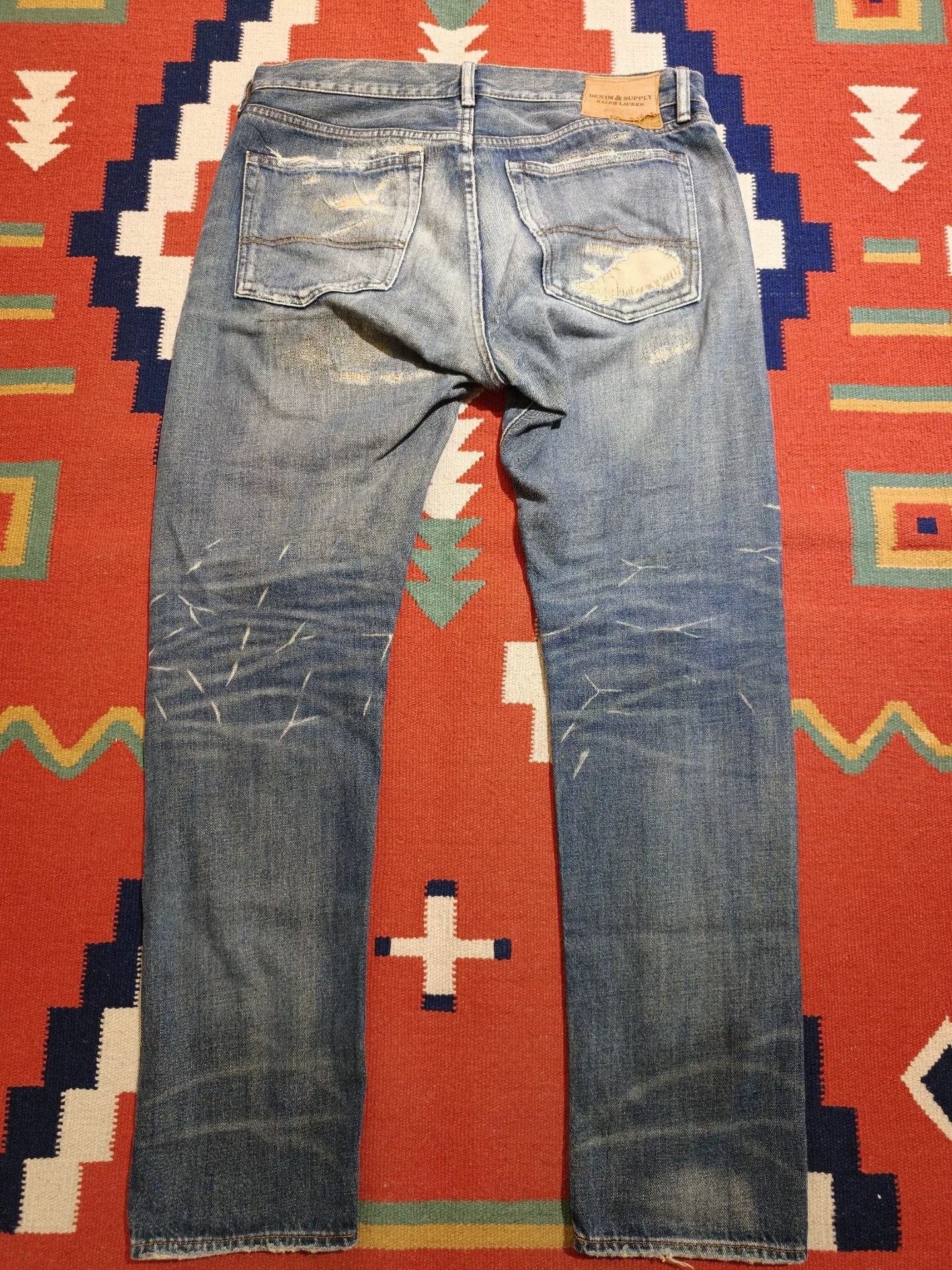 RL Ralph Lauren Distressed Patch Jeans — detail