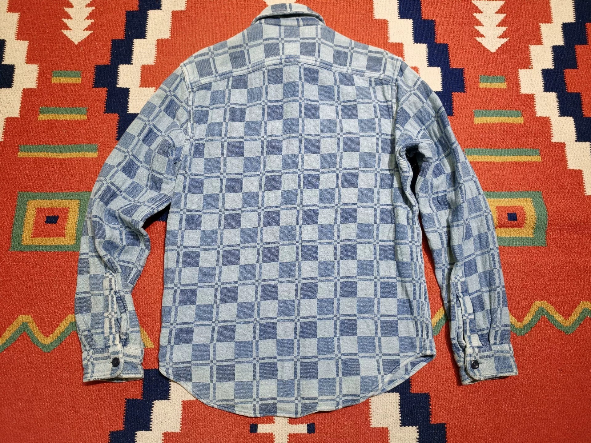 RRL Ralph Lauren Blue Check Work Shirt — label