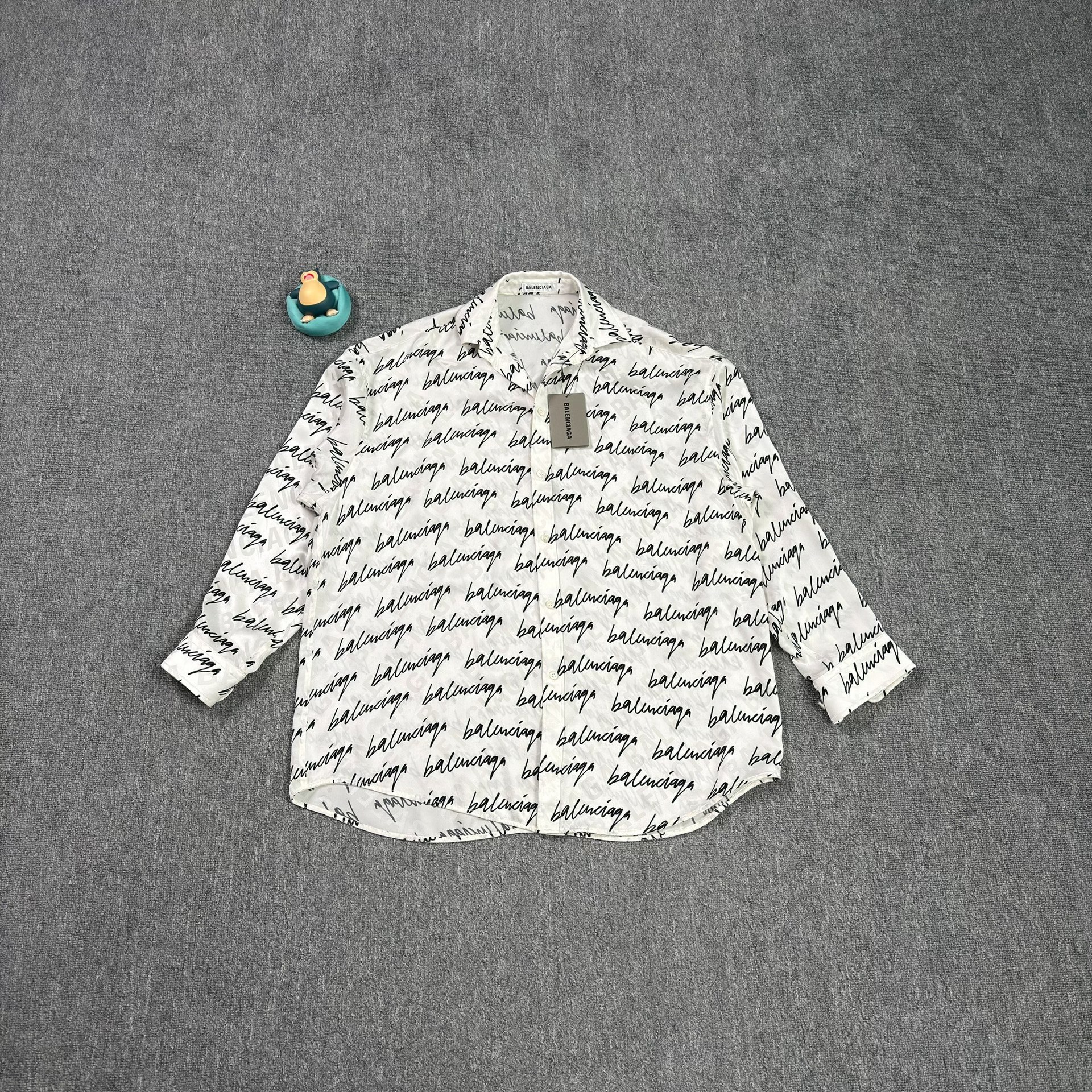 Balenciaga Black Text White Long-Sleeve Shirt