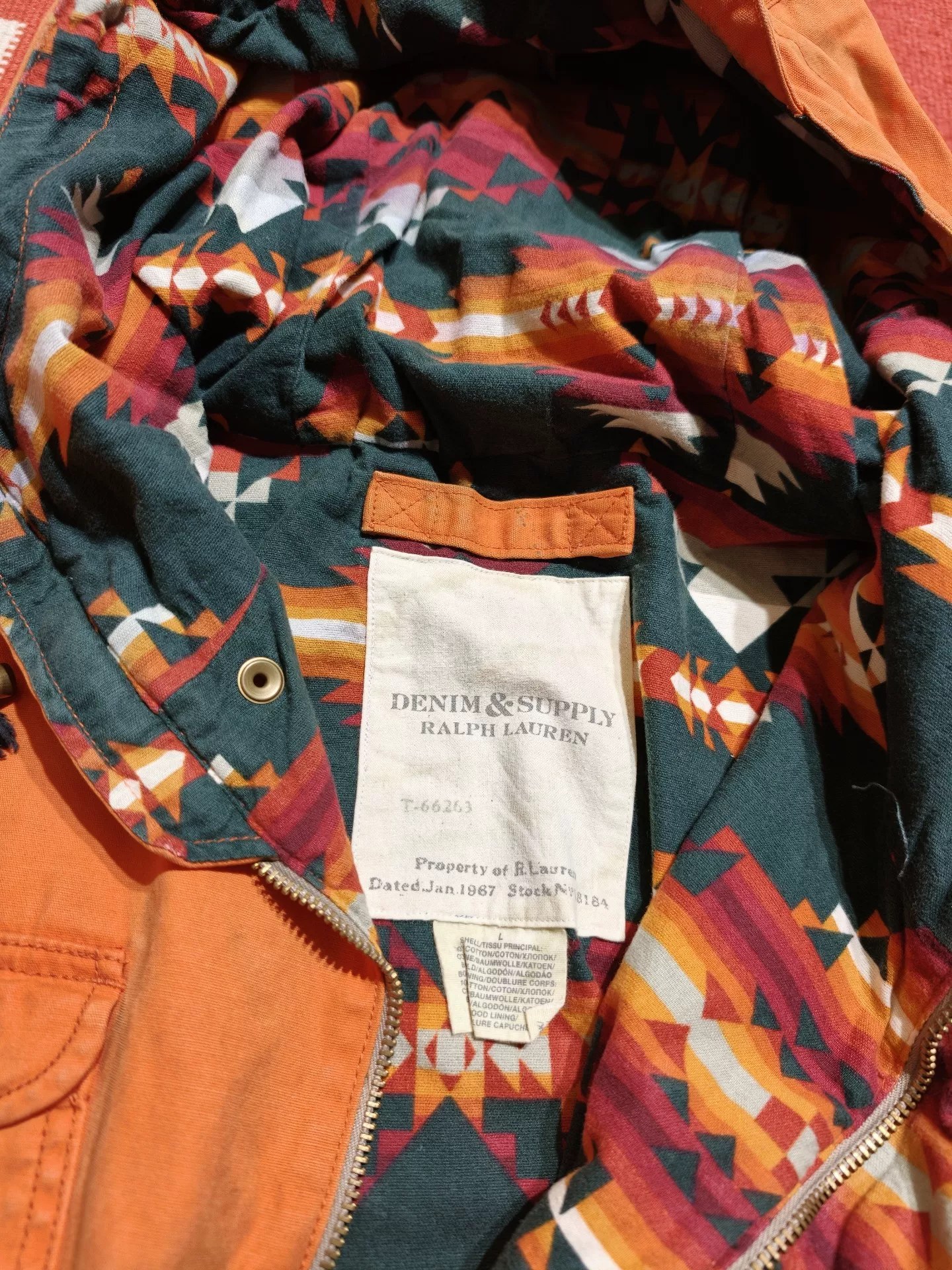 RRL Ralph Lauren DS Orange Outdoor Jacket — label