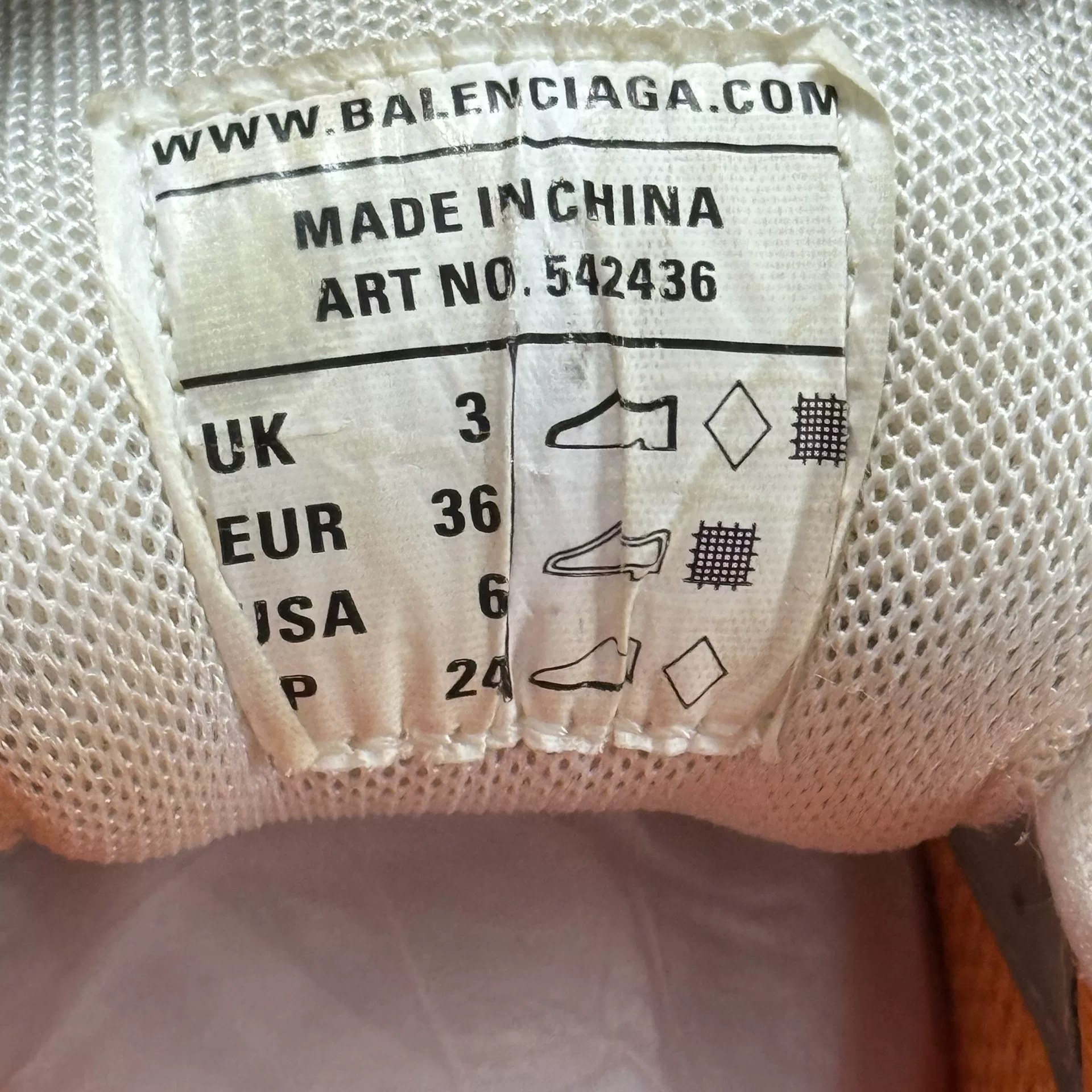 Balenciaga Track1.0 White Orange Dad Shoes — label