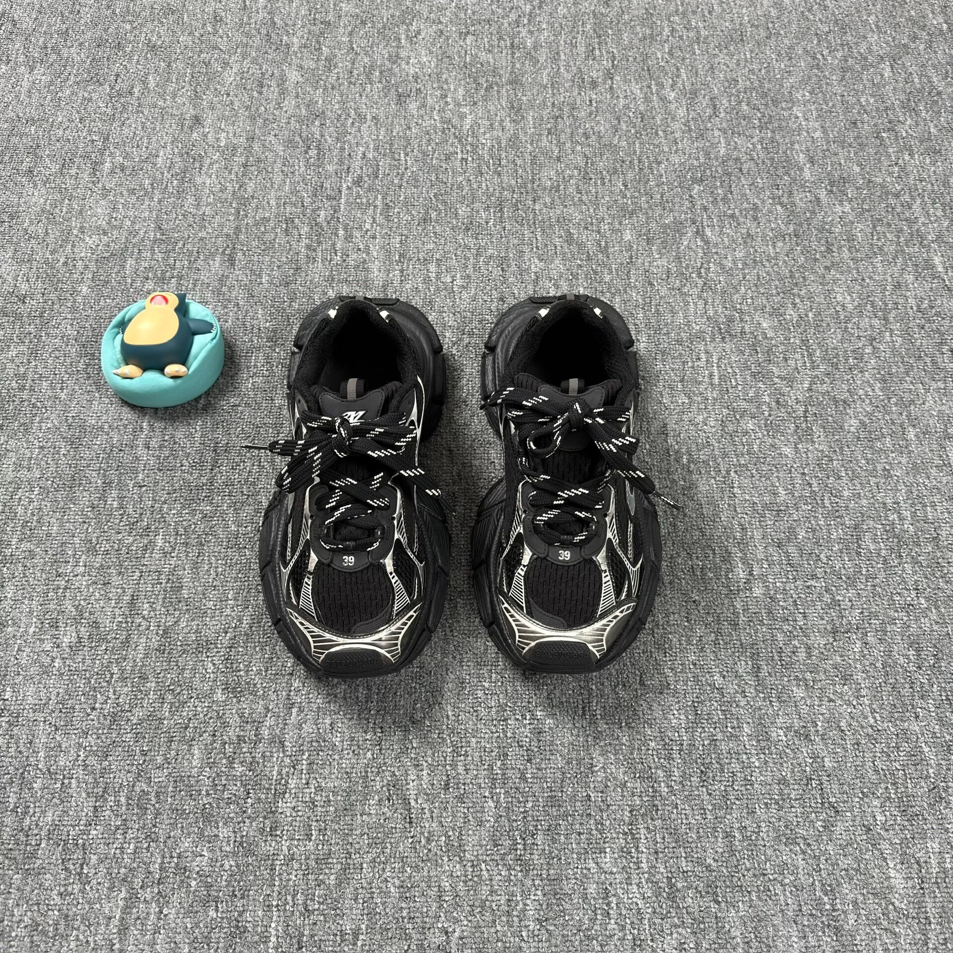 Balenciaga 3XL Black Silver Casual Shoes — front