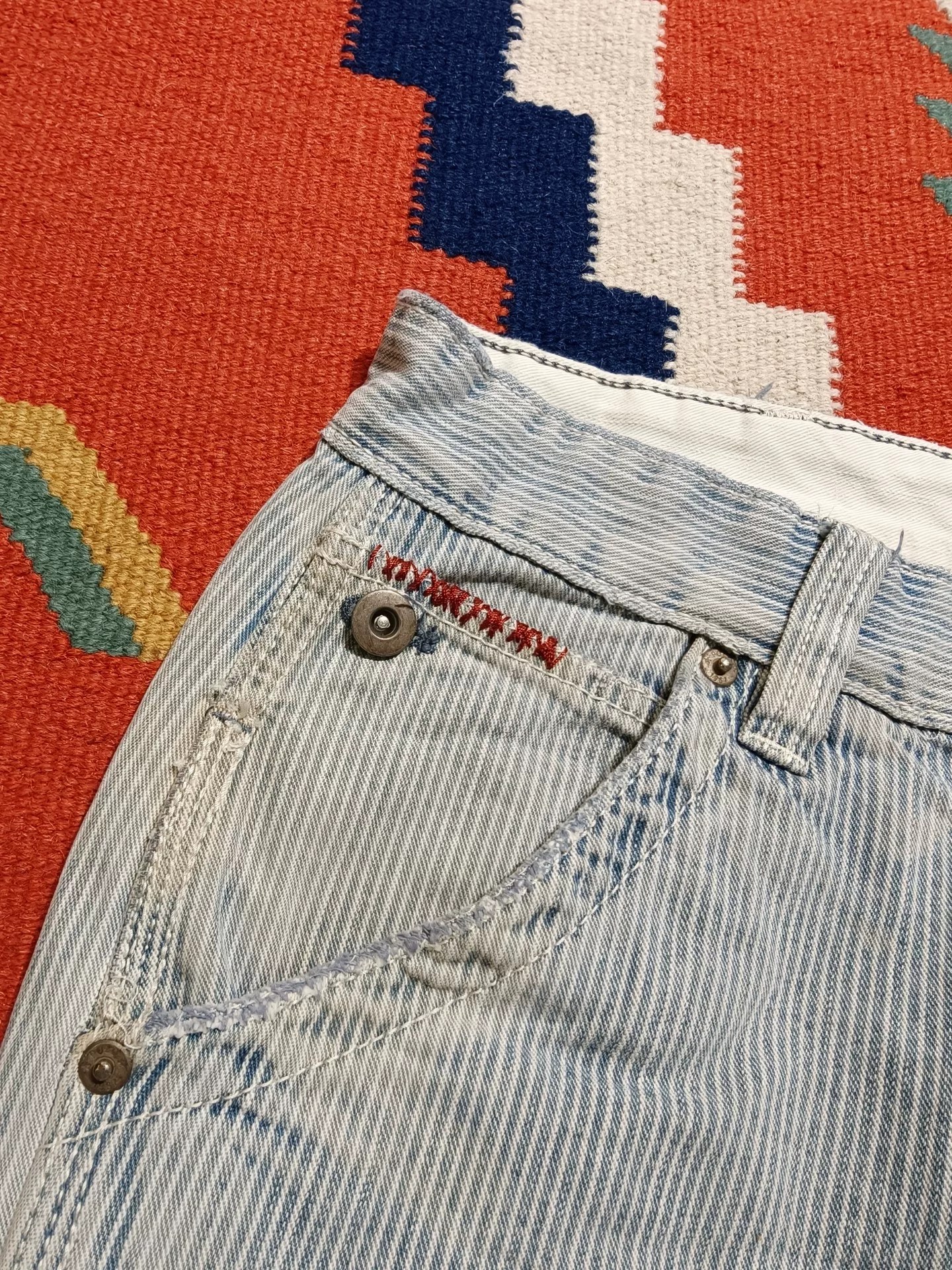 Ralph Lauren Nautical Stripe Distressed Pants — detail
