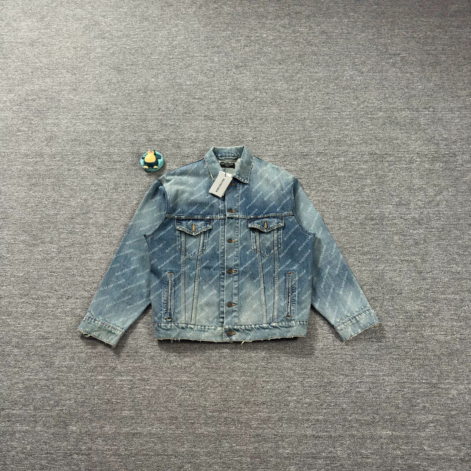 Balenciaga Light Blue All-Over Print Denim Jacket