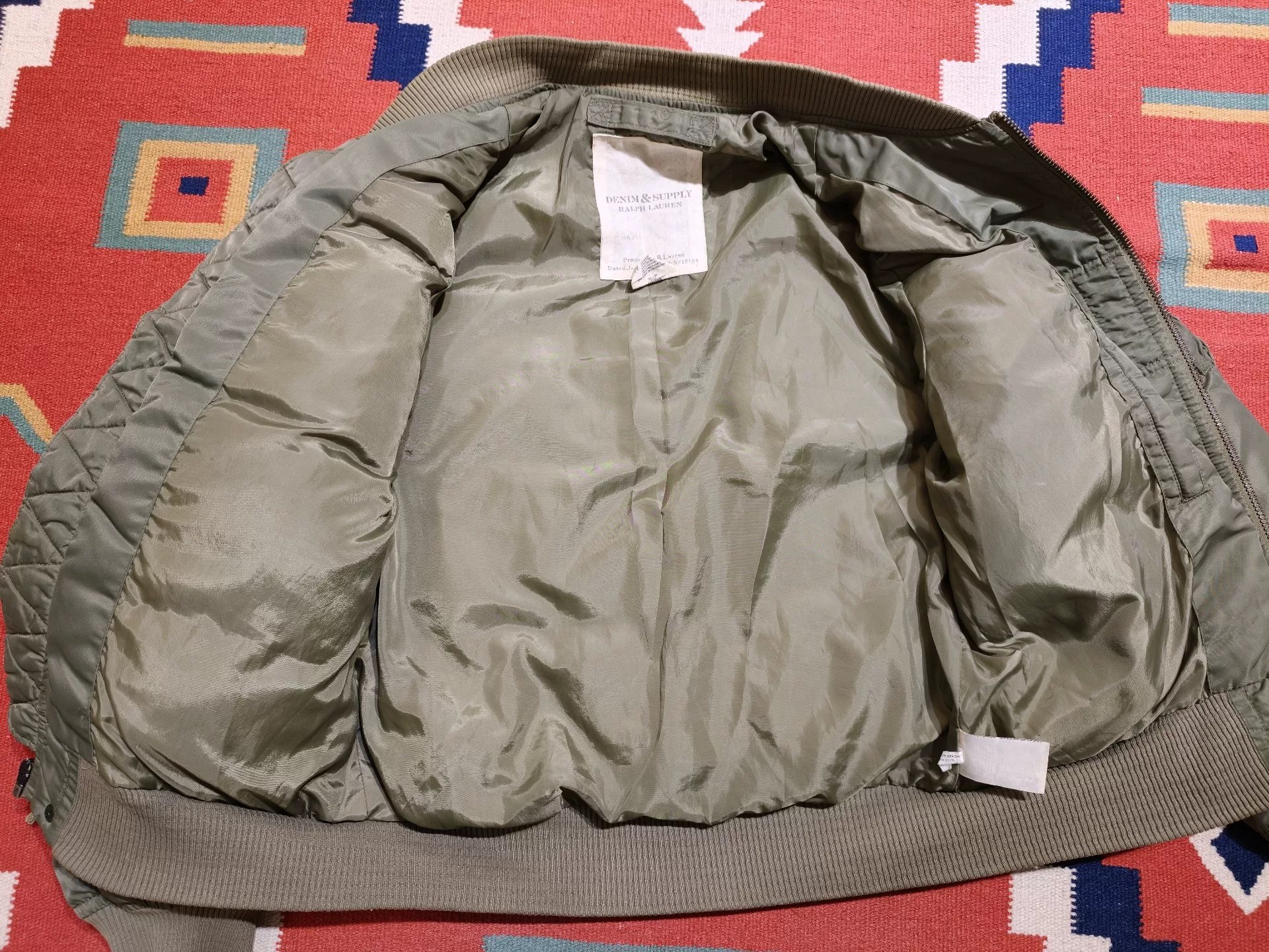 Ralph Lauren Olive Down Flight Jacket — label