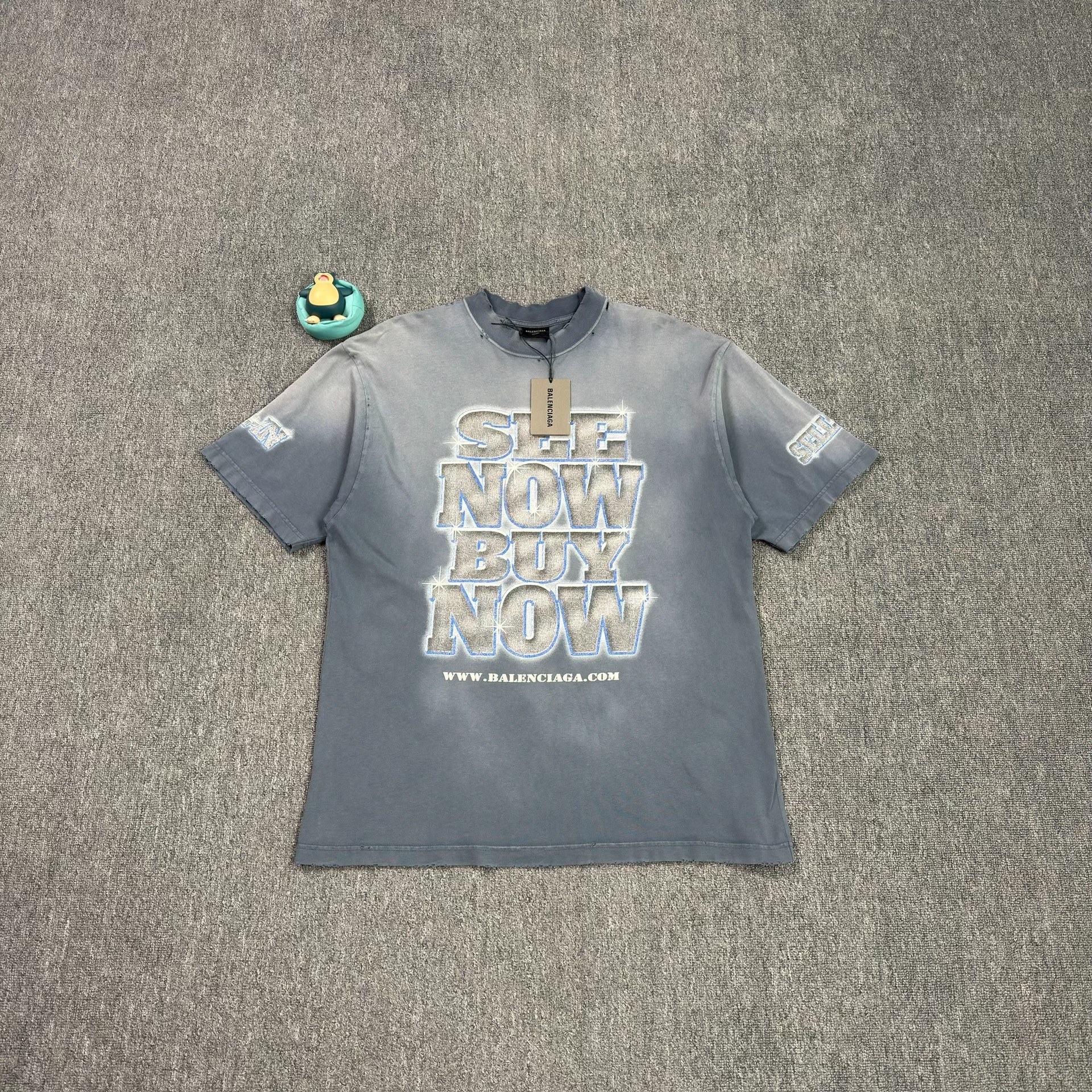 Balenciaga Blue Distressed Short-Sleeve Shirt
