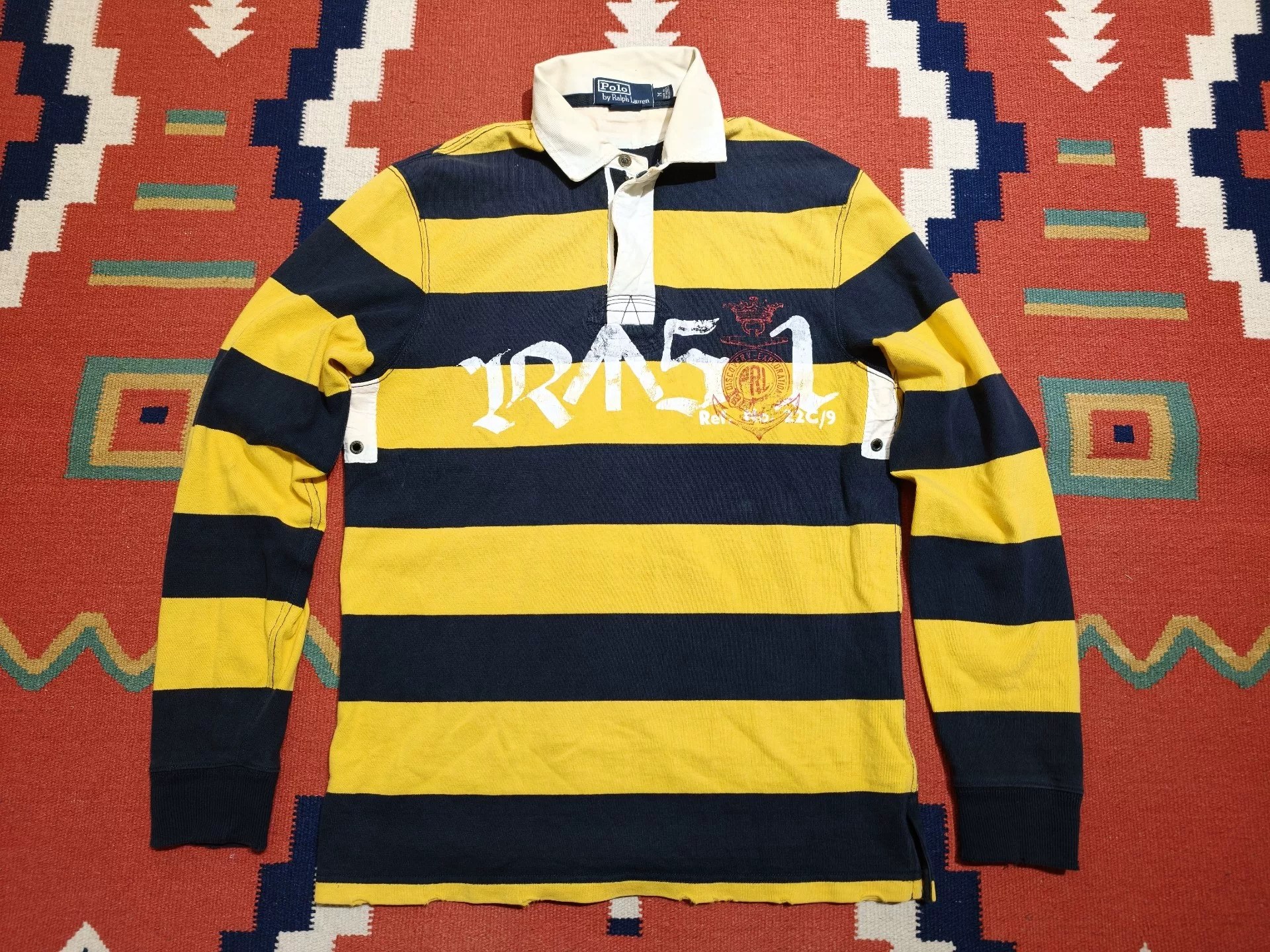 RL RALPH LAUREN RUGBY Striped Long-Sleeve Polo