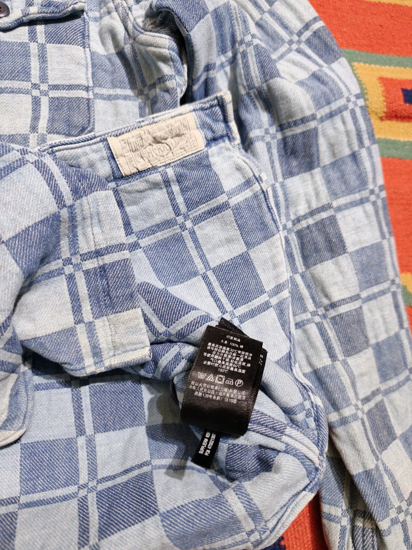 RRL Ralph Lauren Blue Check Work Shirt — back